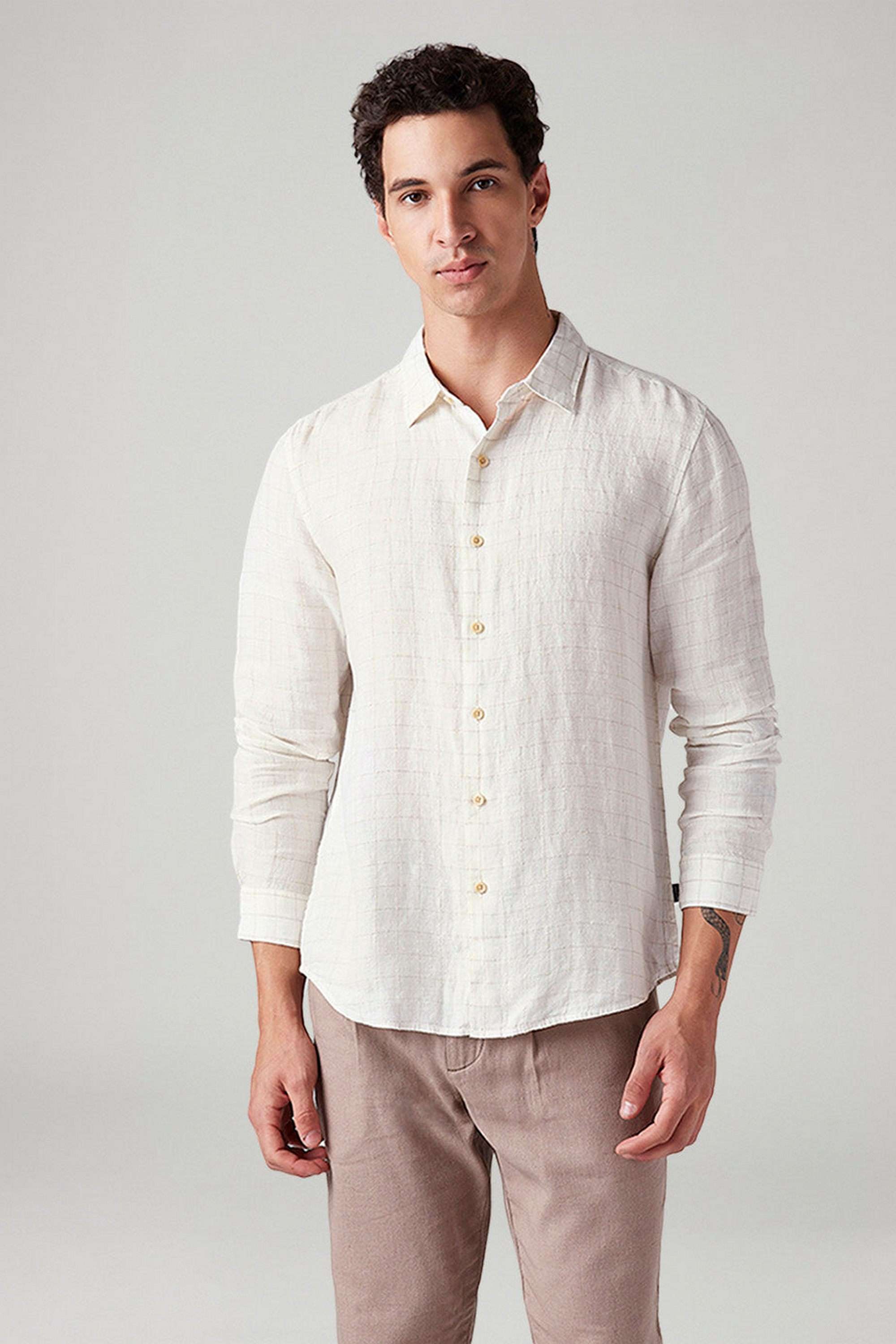 Checks-Linen-Slim-Fit-Men-s-Casual-Wear-Shirt