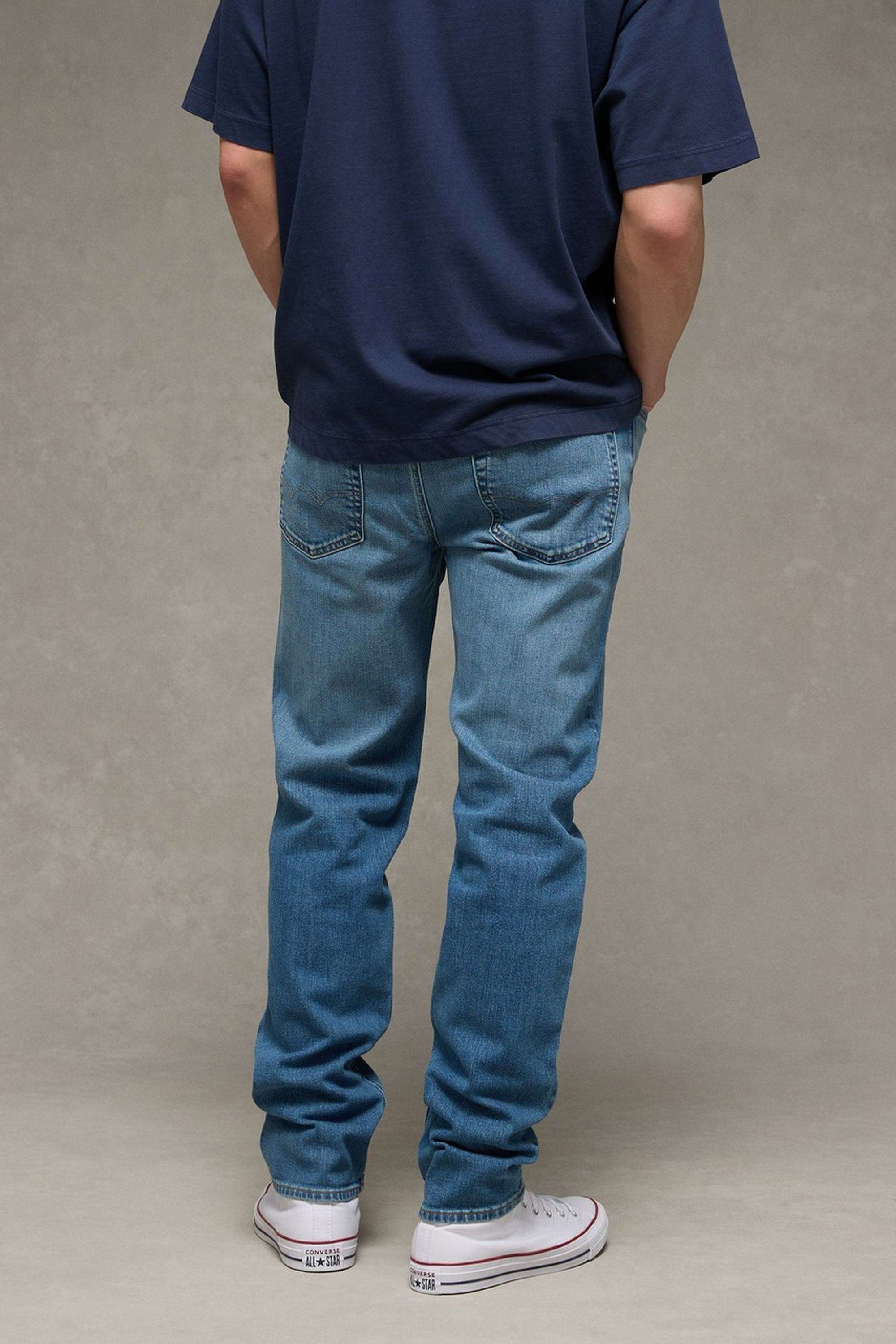 Solid-Polyester-Cotton-Straight-Fit-Men-s-Jeans