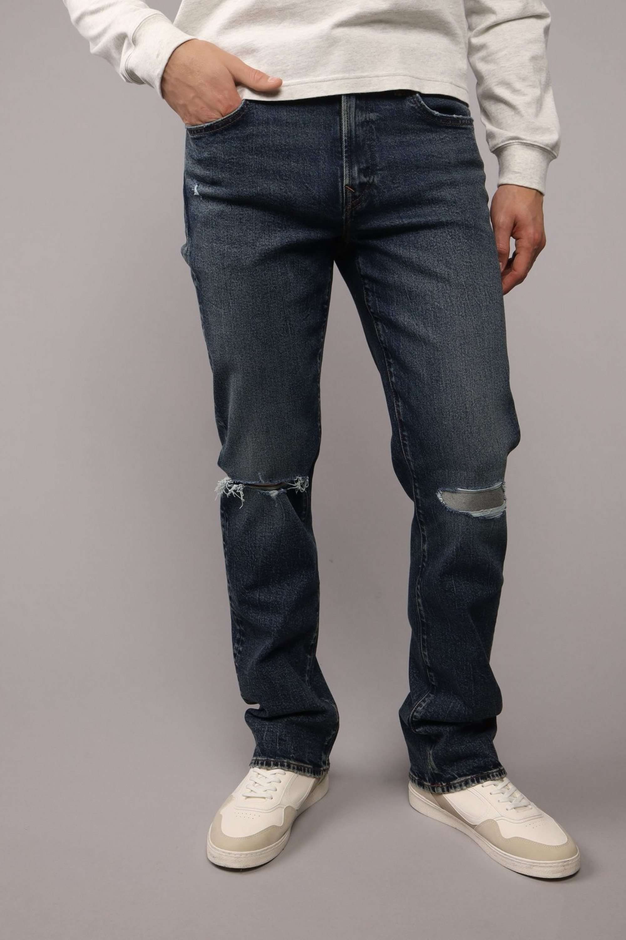 Solid-Cotton-Stretch-Bootcut-Fit-Men-s-Jeans