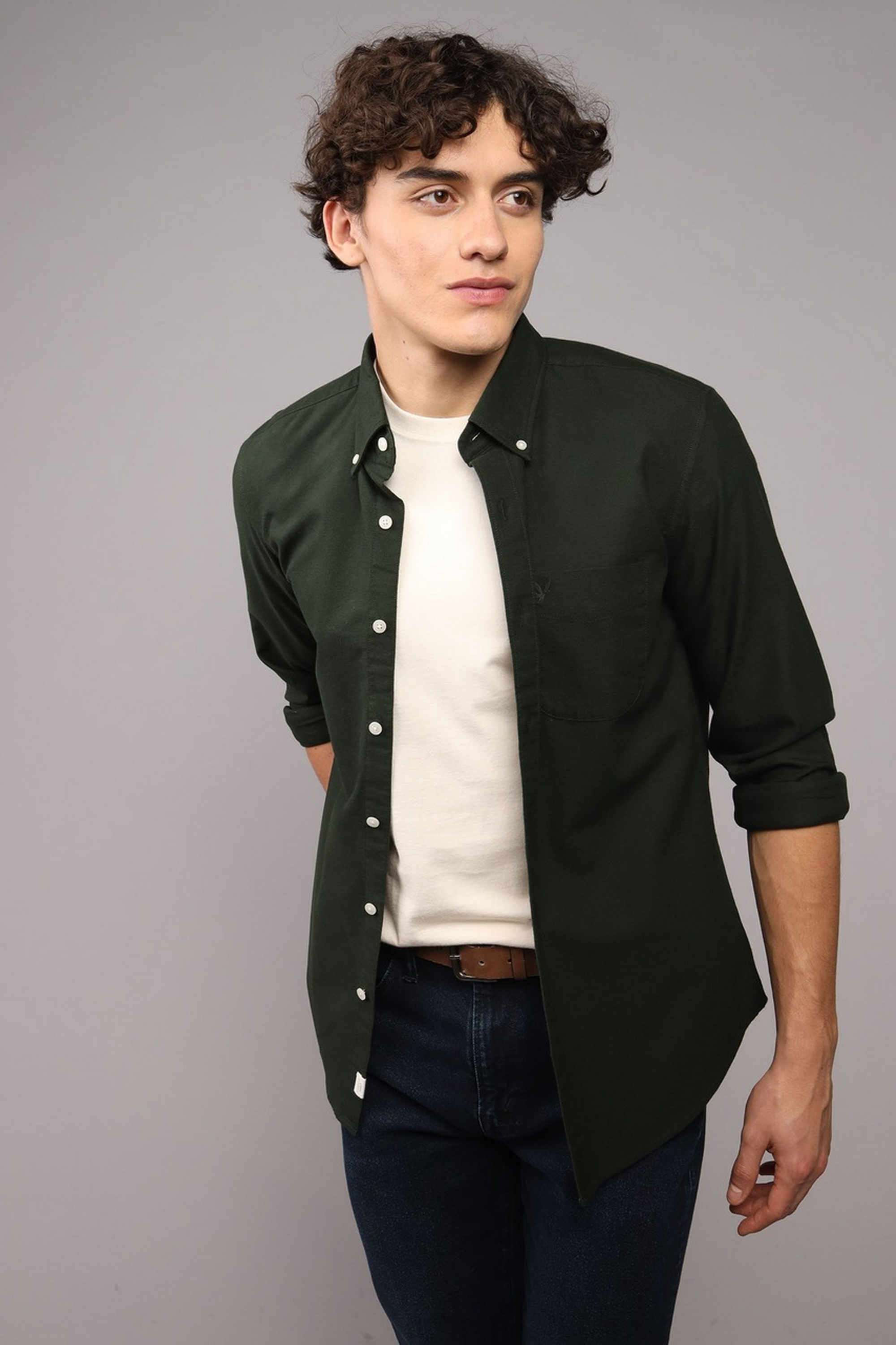 Solid-Cotton-Stretch-Slim-Fit-Men-s-Casual-Shirt