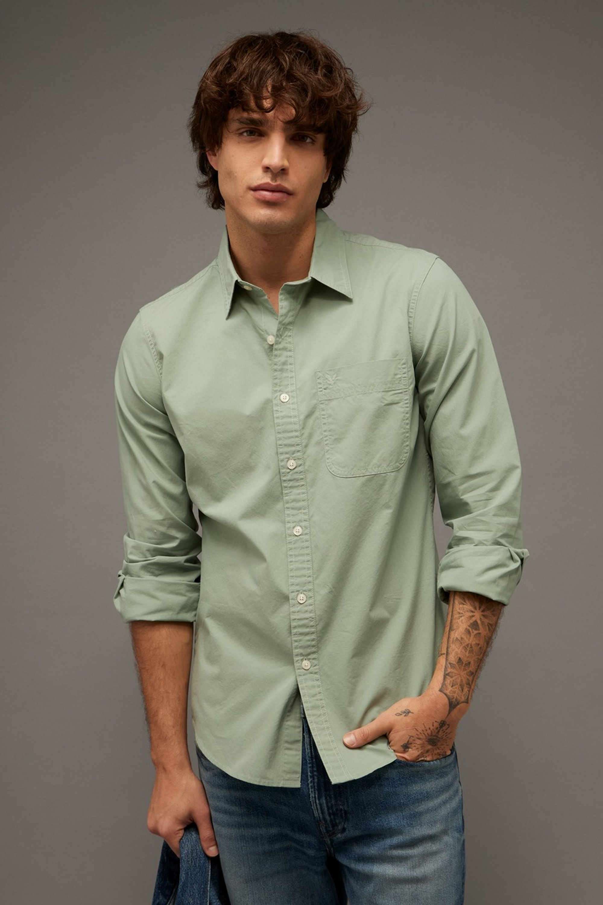 Solid-Cotton-Slim-Fit-Men-s-Casual-Shirt
