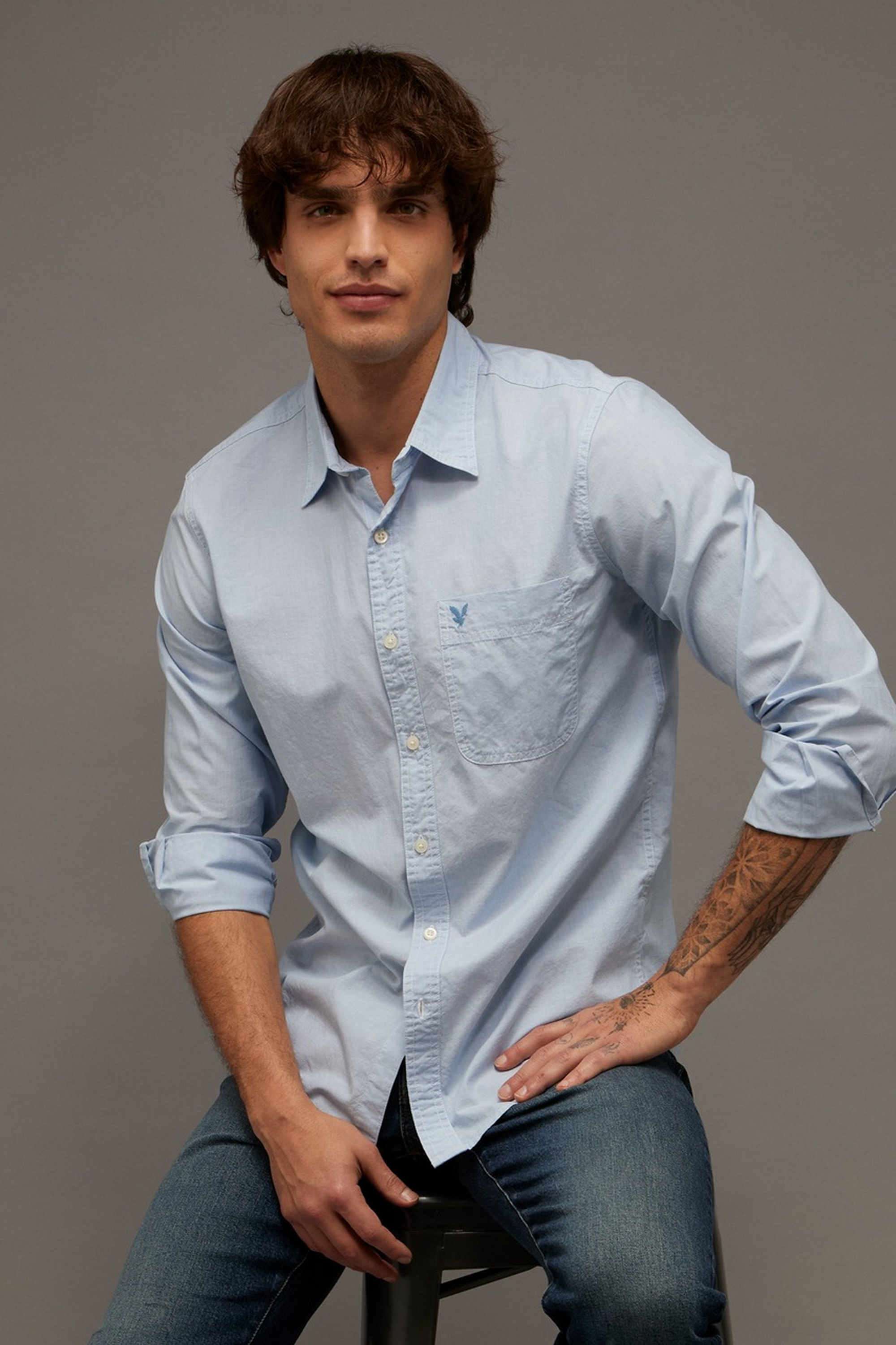 Solid-Cotton-Slim-Fit-Men-s-Casual-Shirt