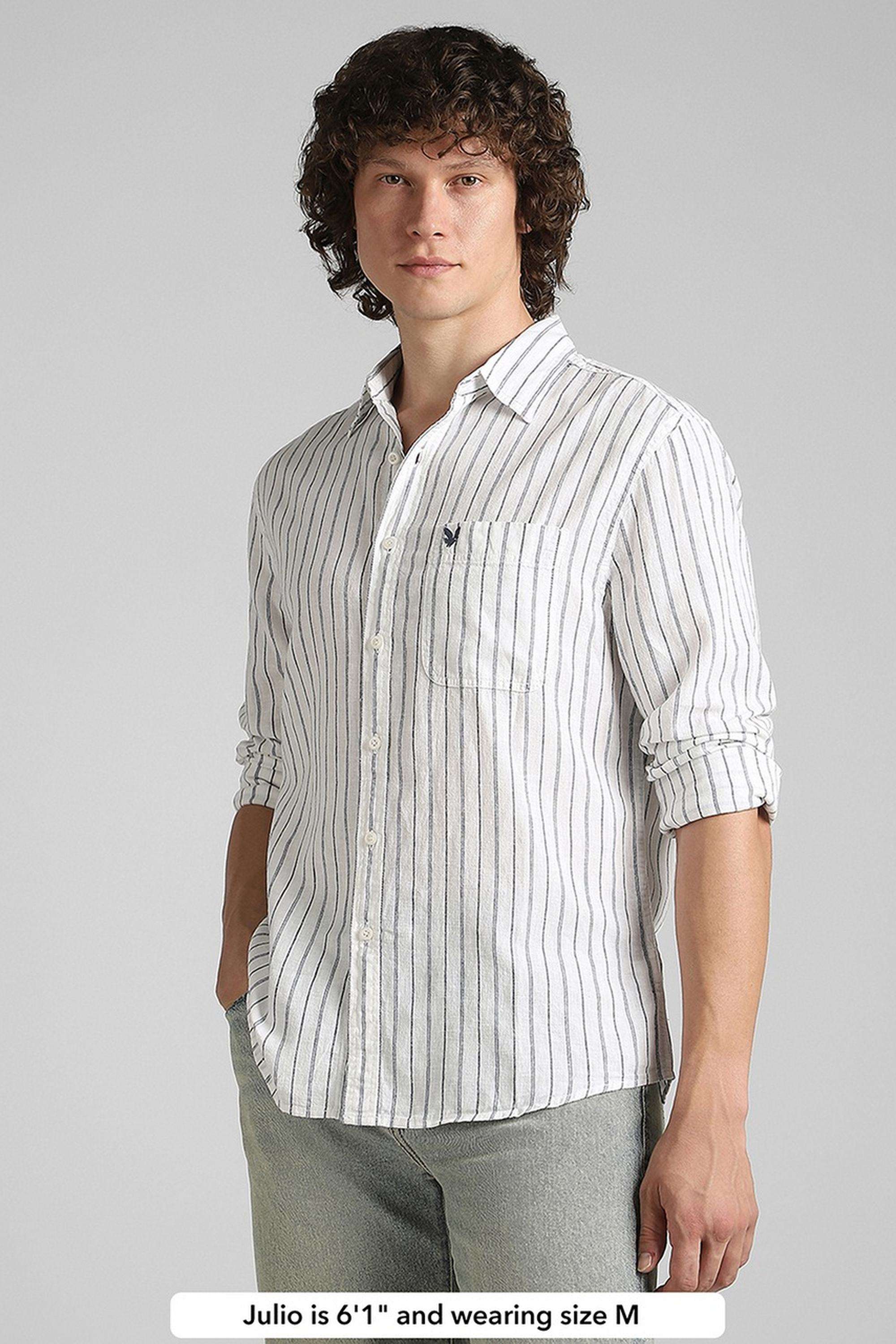 Solid-Cotton-Linen-Blend-Regular-Fit-Men-s-Shirt