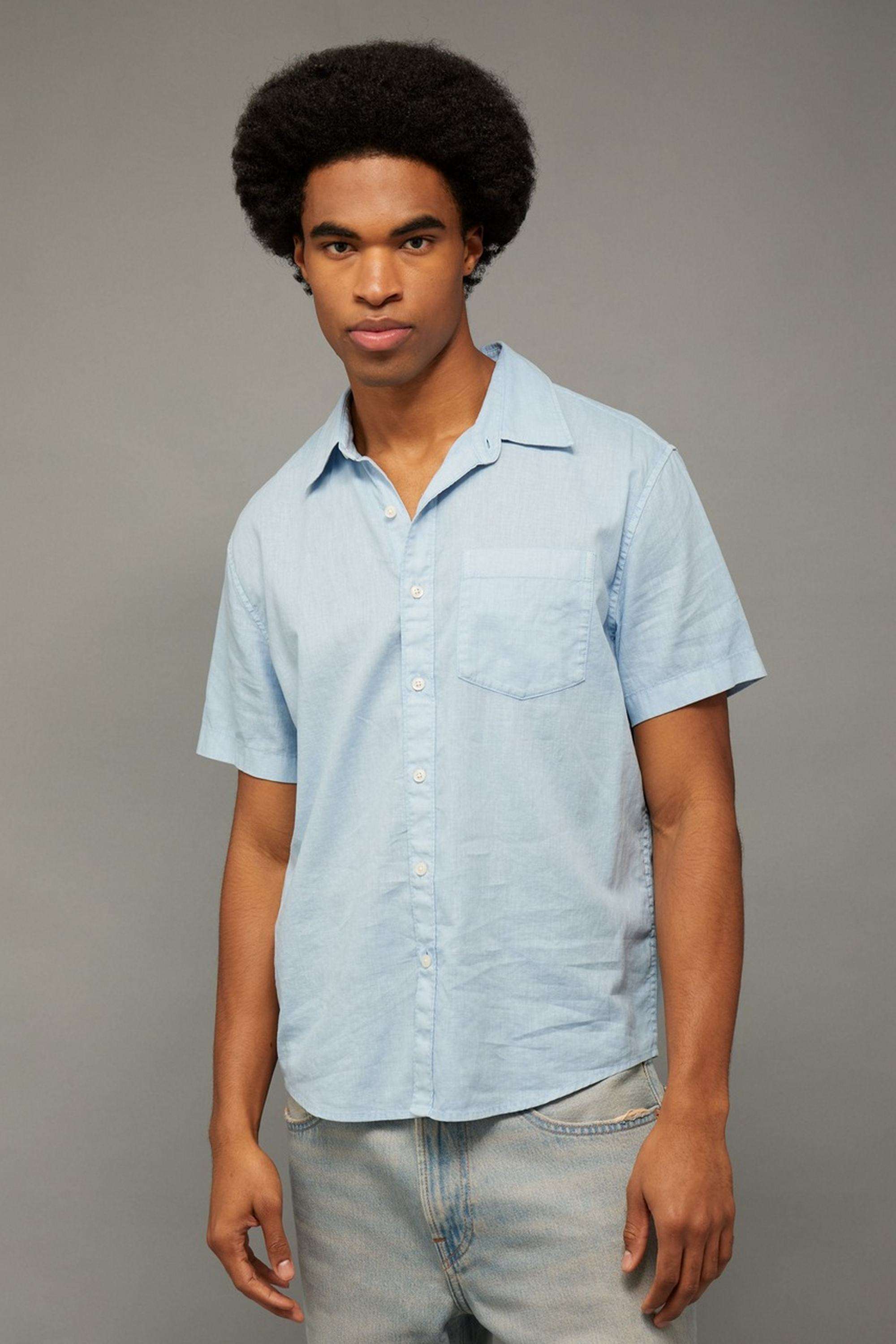 Solid-Cotton-Linen-Blend-Regular-Fit-Men-s-Casual-Shirt