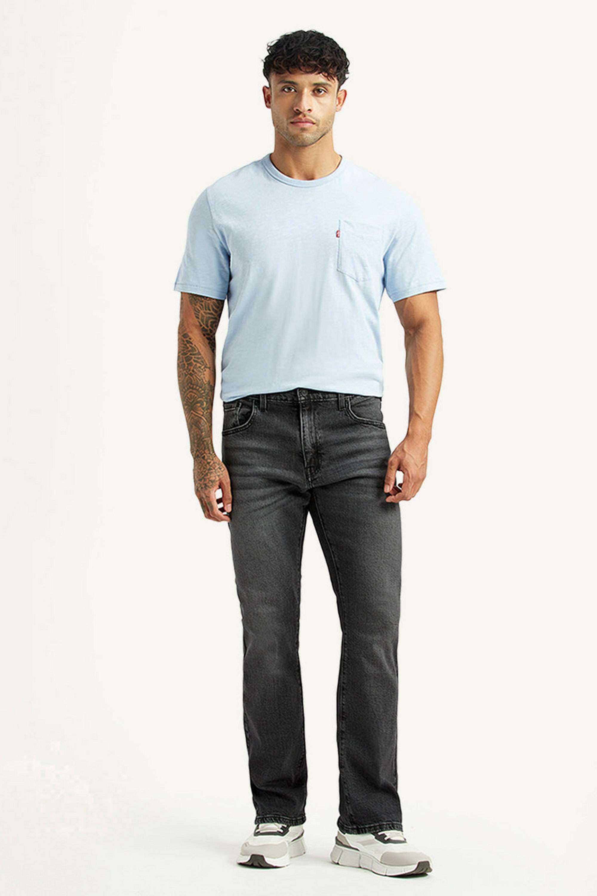 Light-Wash-Cotton-Bootcut-Fit-Men-s-Jeans