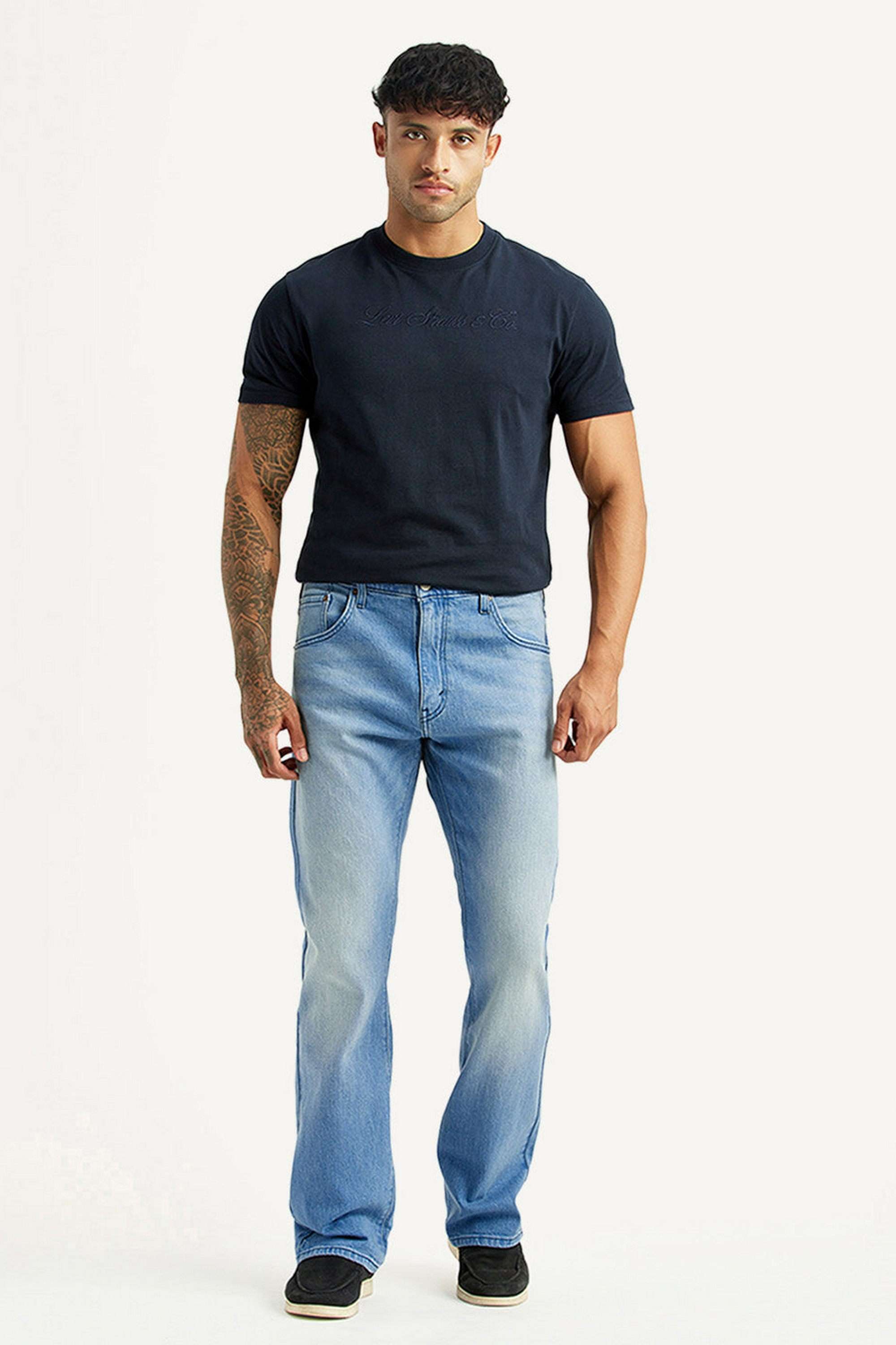Light-Wash-Cotton-Bootcut-Fit-Men-s-Jeans