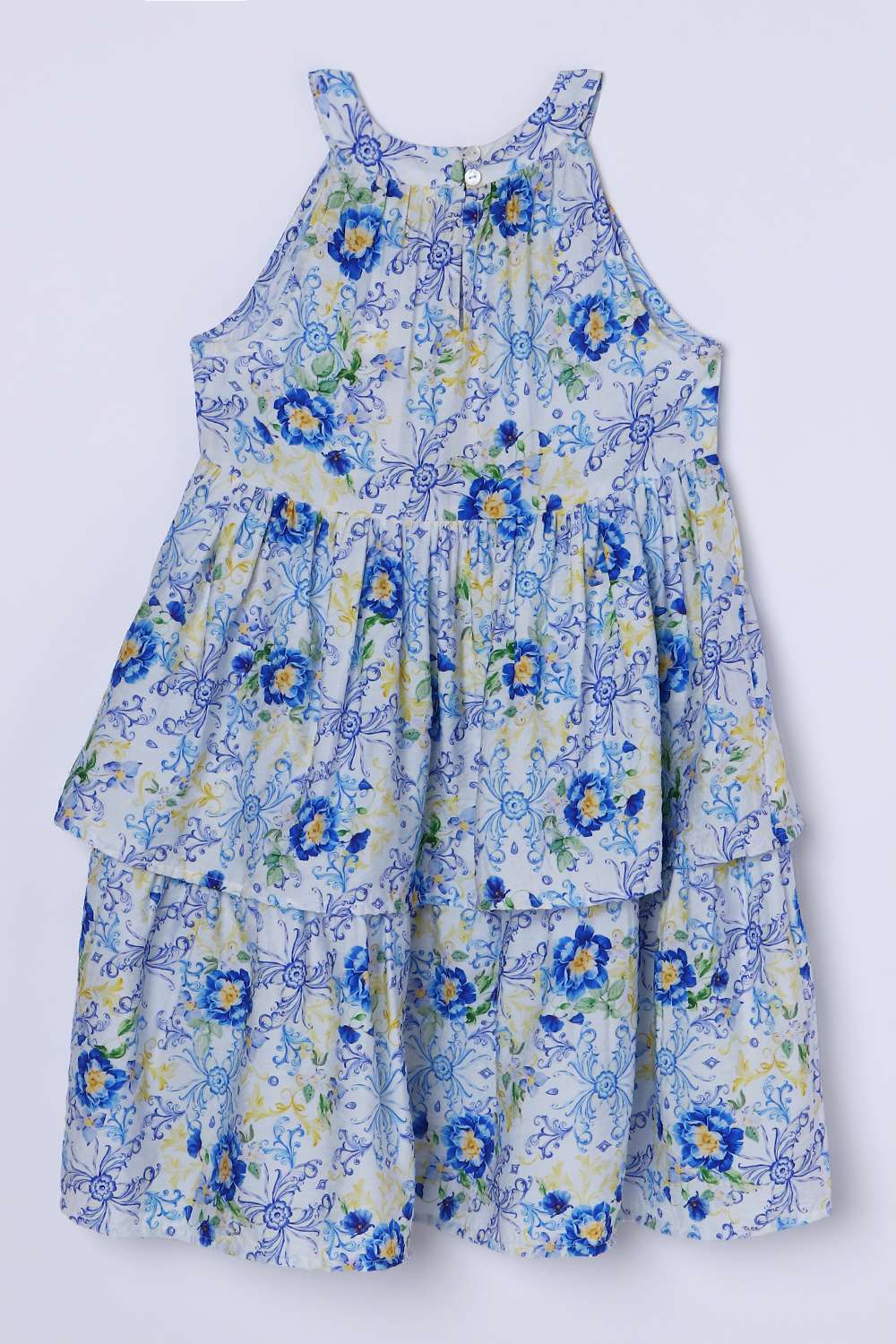 Floral-Blended-Fabric-Halter-Neck-Girls-Casual-Wear-Dress