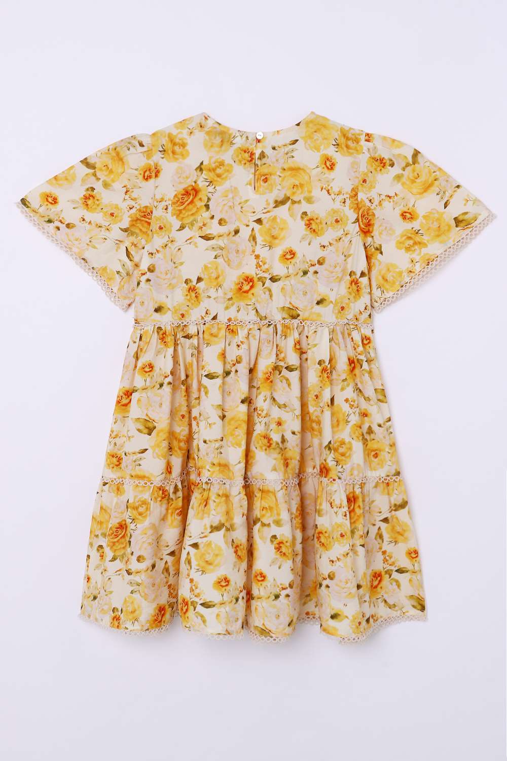 Floral-Blended-Fabric-Round-Neck-Girls-Casual-Wear-Dress