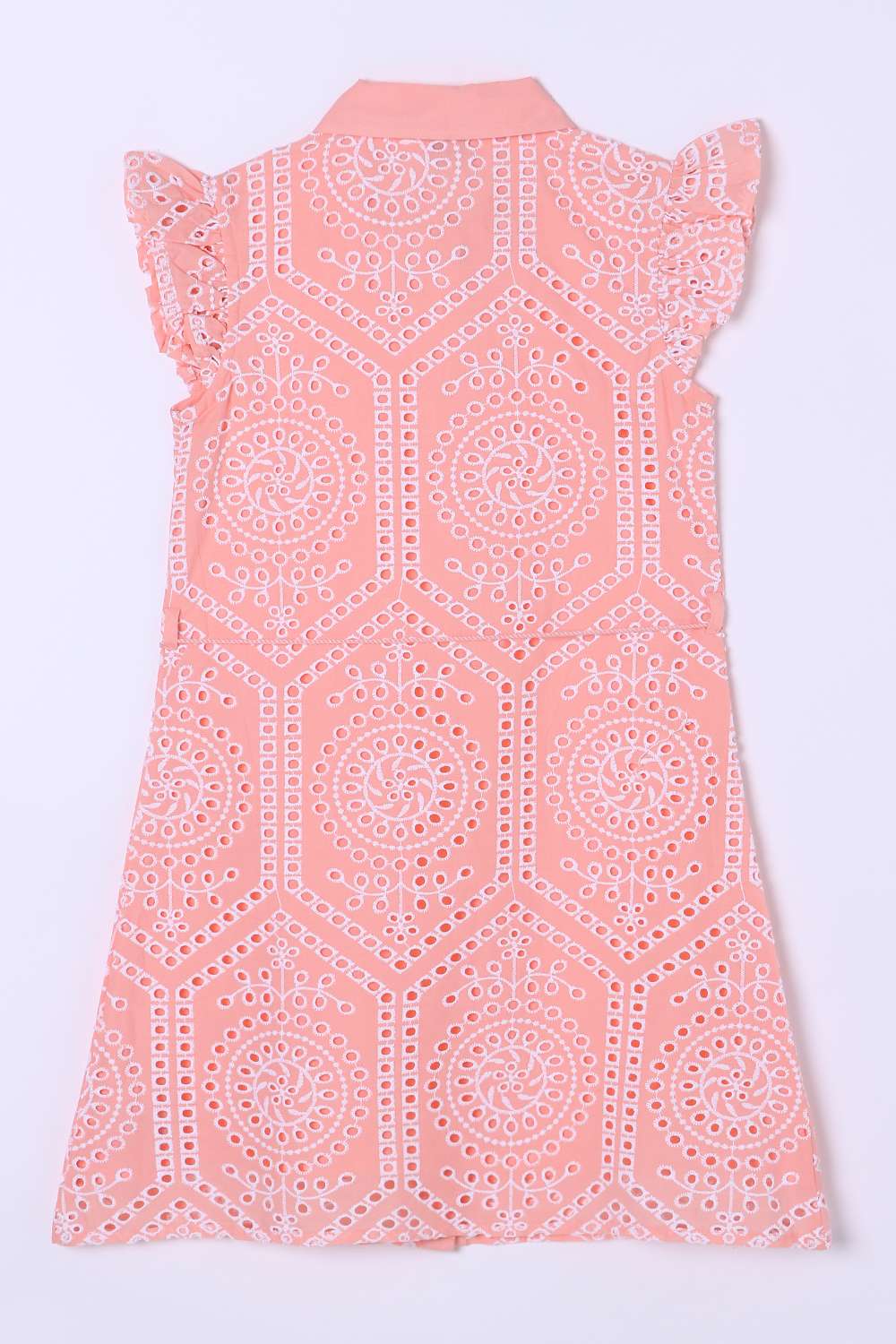 Solid-Blended-Fabric-Collared-Girls-Casual-Wear-Dress