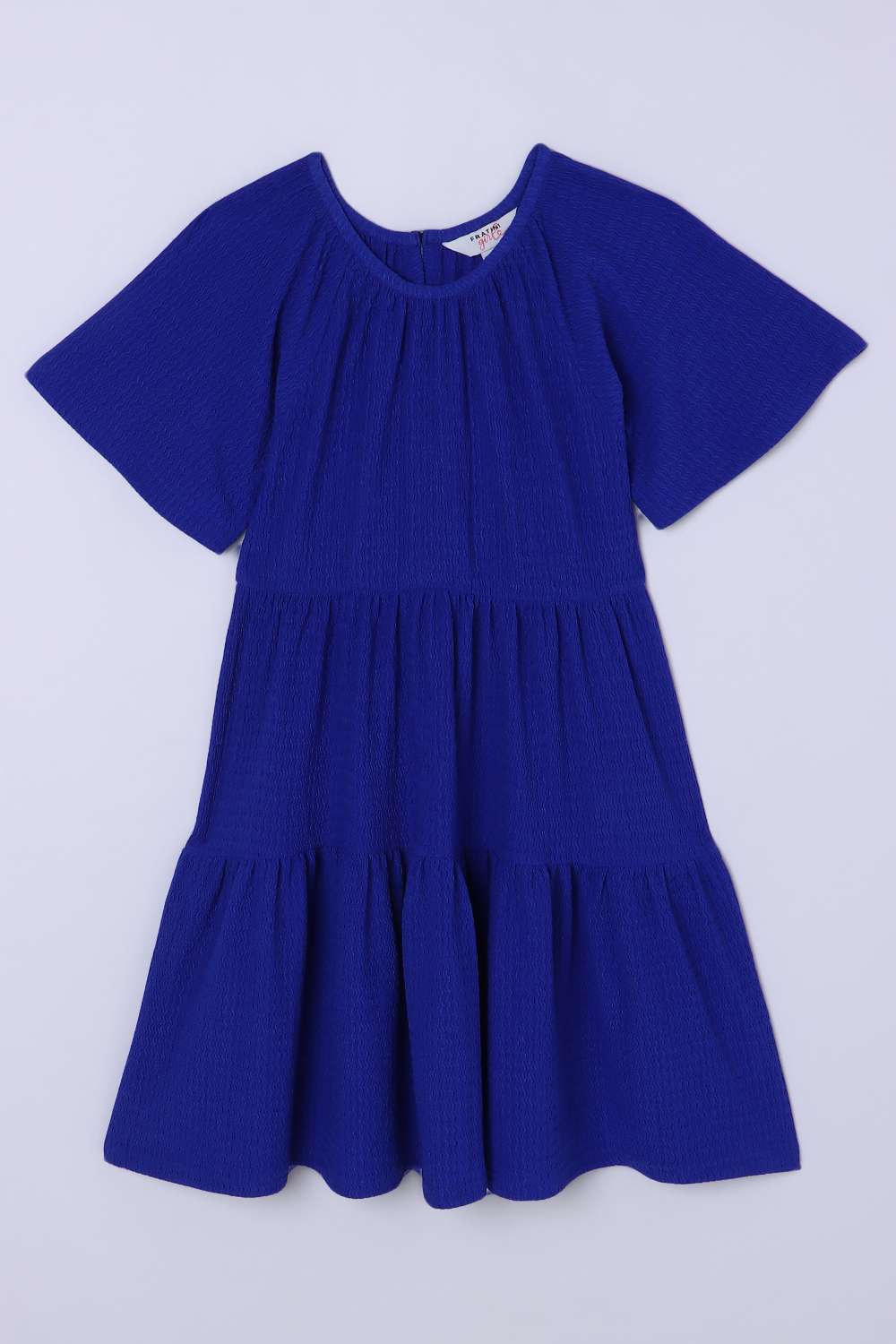 Solid-Blended-Fabric-Round-Neck-Girls-Casual-Wear-Dress