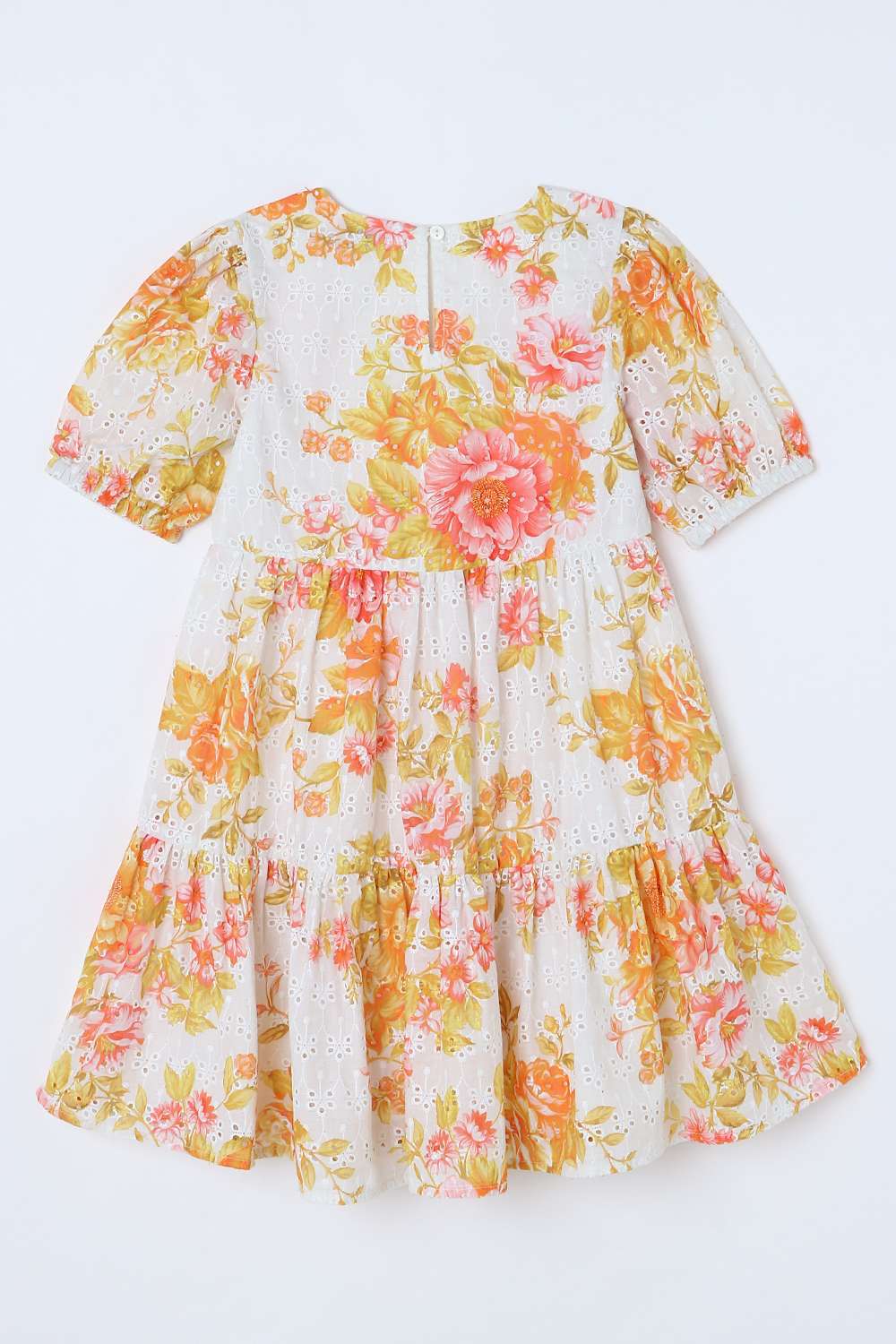 Floral-Blended-Fabric-V-Neck-Girls-Casual-Wear-Dress