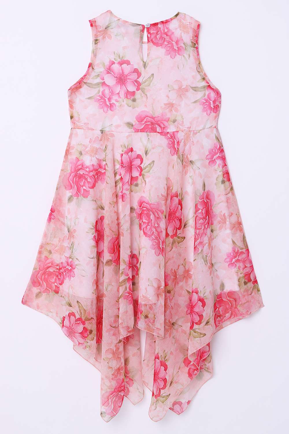 Floral-Blended-Fabric-Round-Neck-Girls-Casual-Wear-Dress