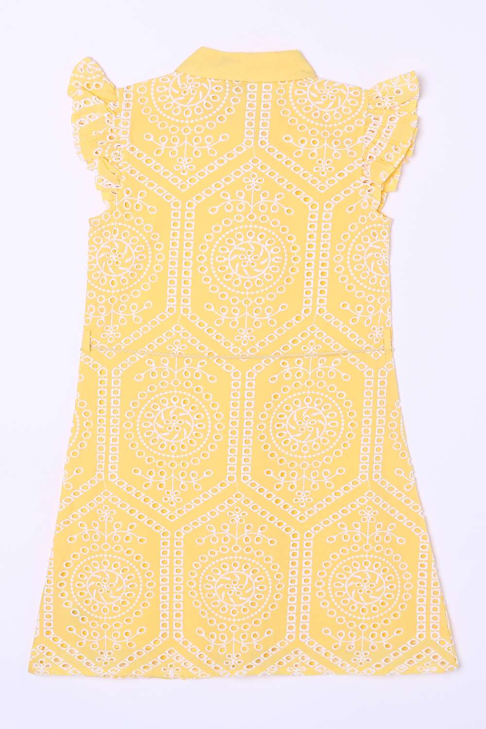 Solid-Blended-Fabric-Collared-Girls-Casual-Wear-Dress