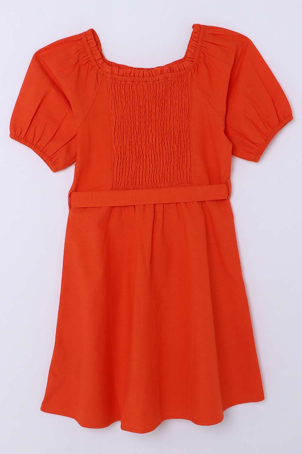 Solid-Cotton-Round-Neck-Girls-Casual-Wear-Dress