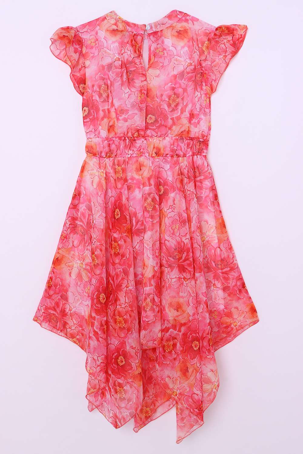 Floral-Blended-Fabric-Round-Neck-Girls-Casual-Wear-Dress