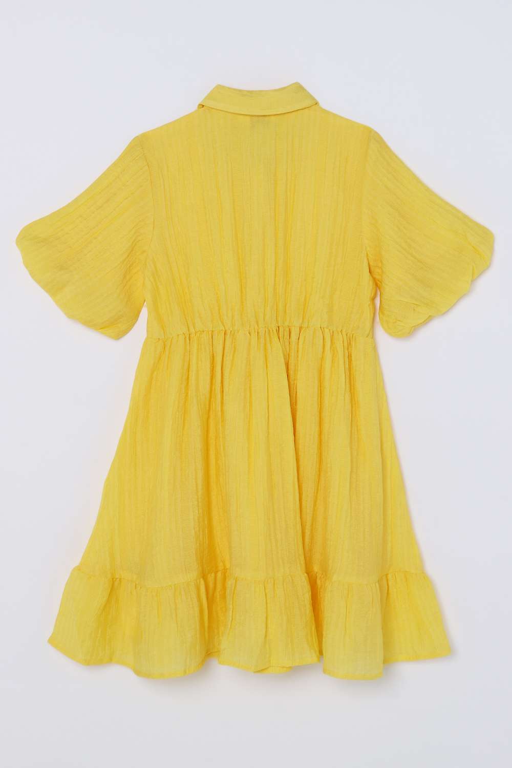 Solid-Blended-Fabric-Collared-Girls-Casual-Wear-Dress
