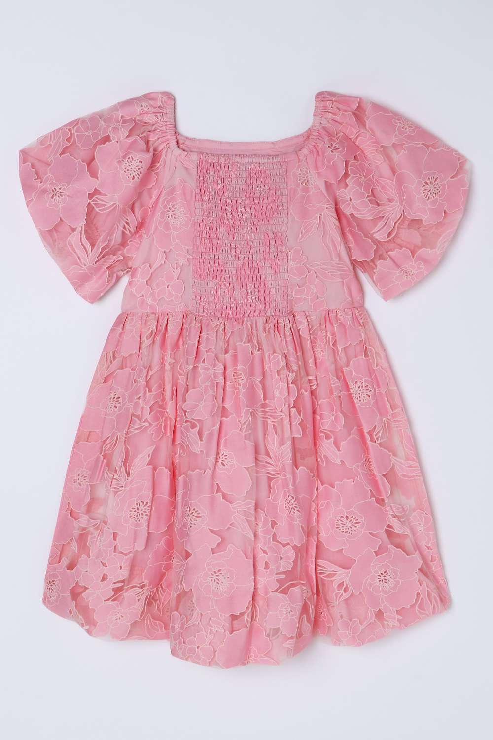 Floral-Blended-Fabric-Round-Neck-Girls-Casual-Wear-Dress