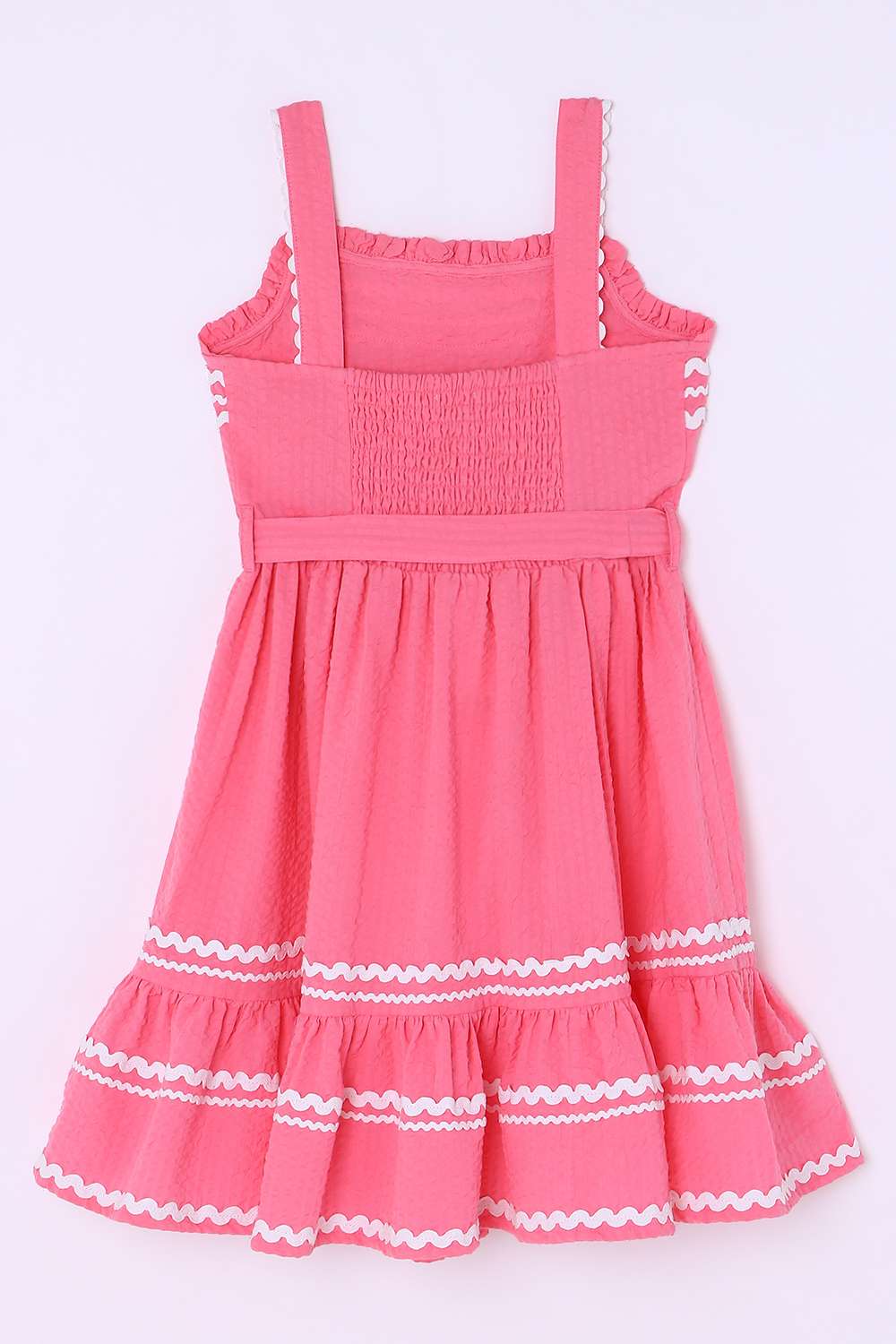 Solid-Blended-Fabric-Square-Neck-Girls-Casual-Wear-Dress