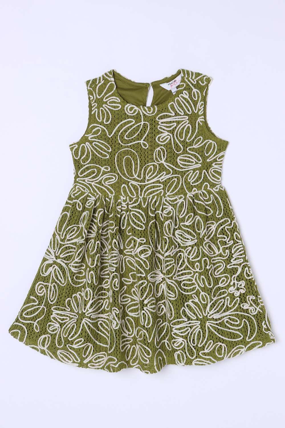 Solid-Round-Neck-Girls-Casual-Wear-Dress