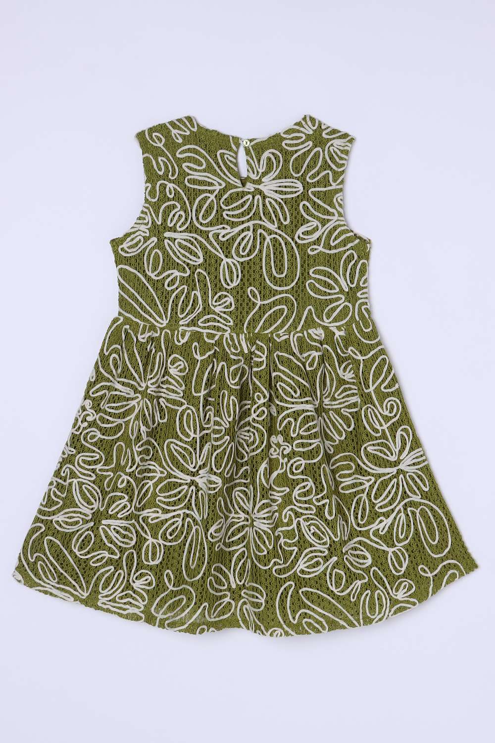 Solid-Round-Neck-Girls-Casual-Wear-Dress