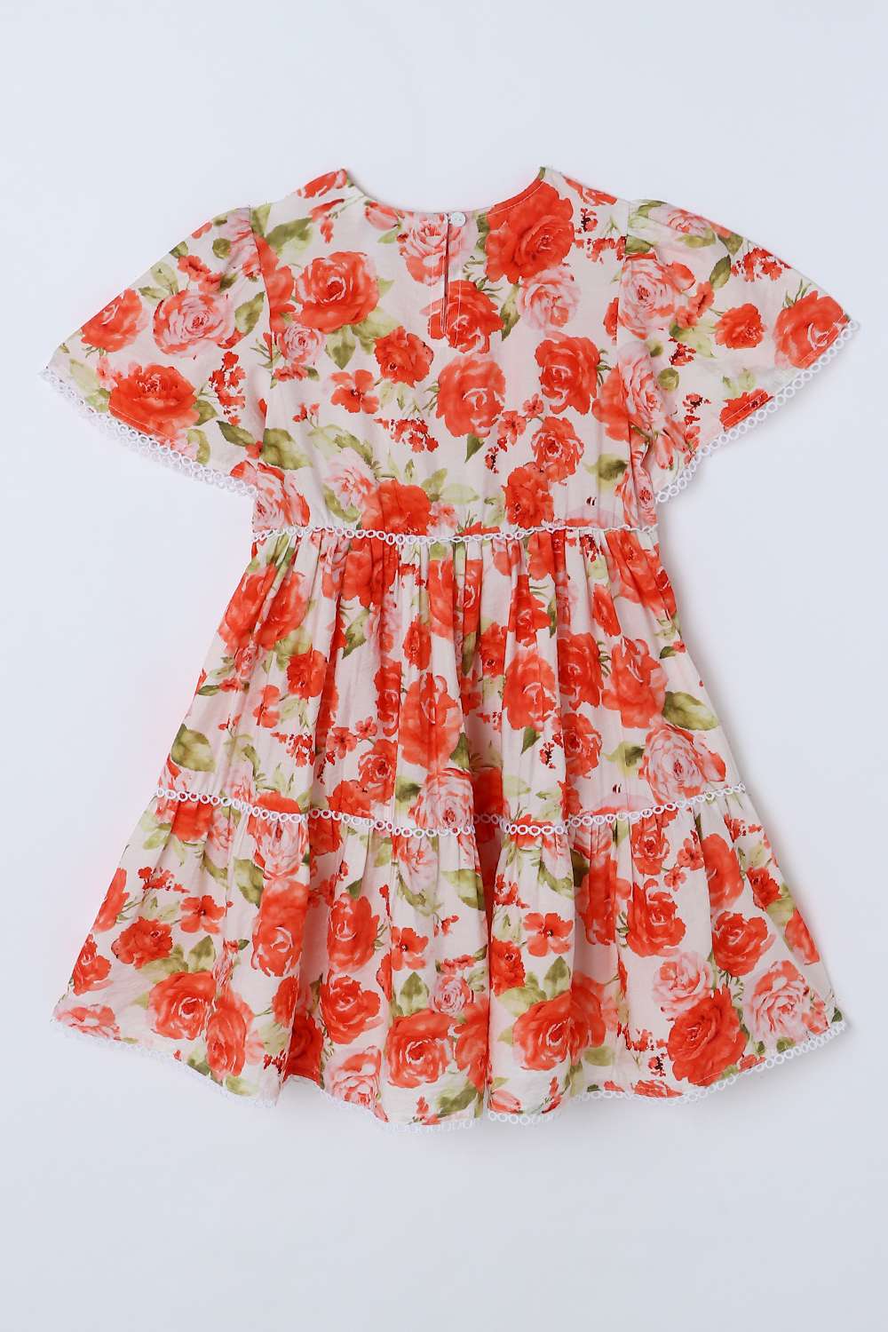 Floral-Blended-Fabric-Round-Neck-Girls-Casual-Wear-Dress