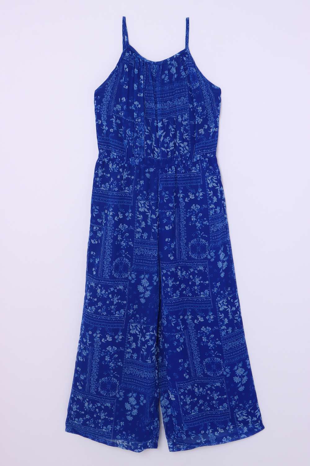 Floral-Blended-Fabric-Round-Neck-Girls-Casual-Wear-Jumpsuit