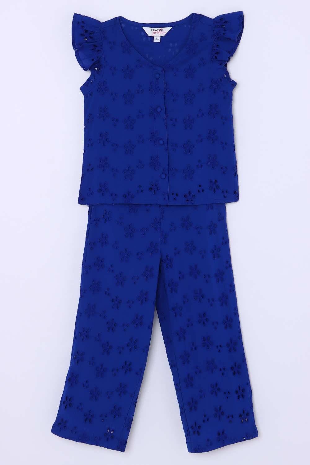 Schiffli-Cotton-V-Neck-Girls-Clothing-Set