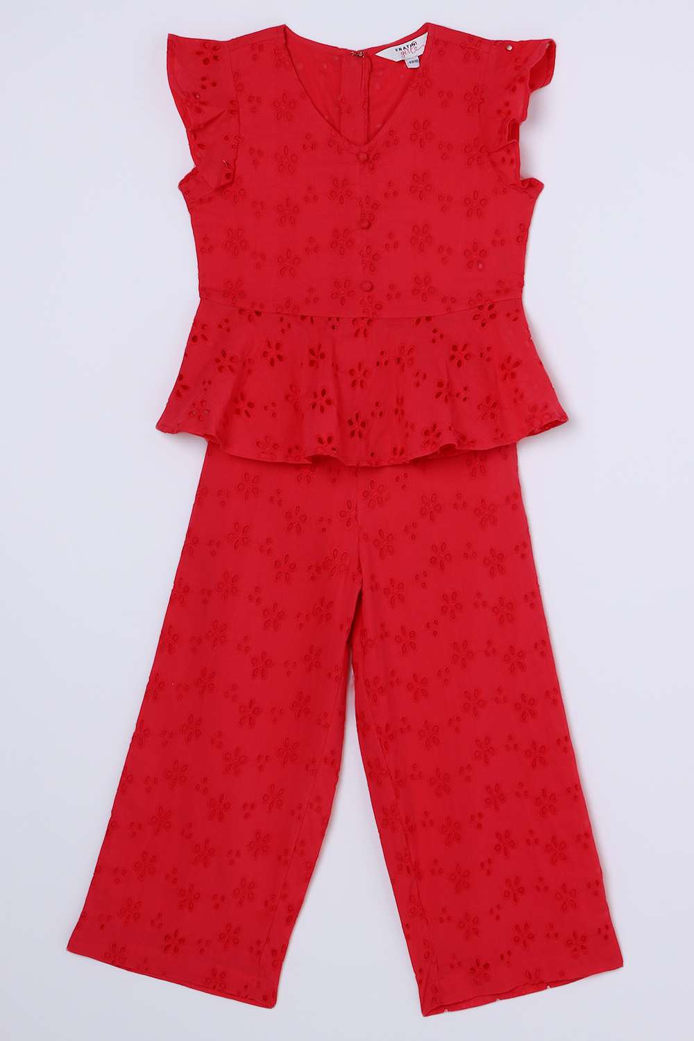 Schiffli-Cotton-V-Neck-Girls-Casual-Wear-Clothing-Set