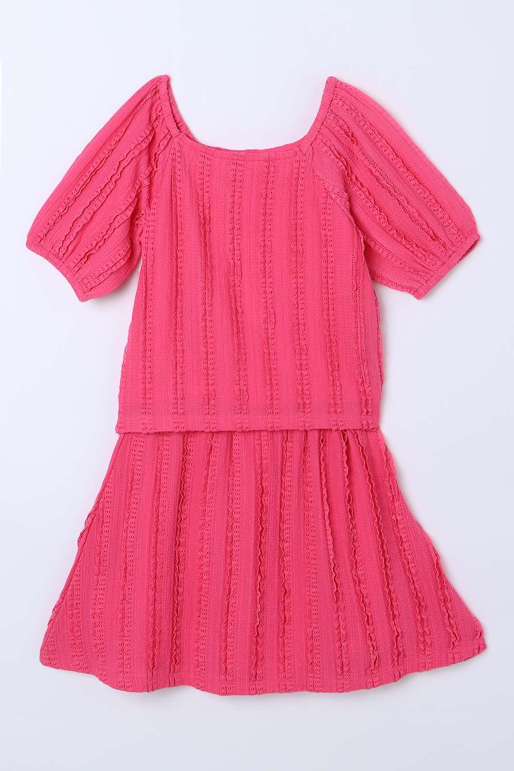 Solid-Blended-Fabric-Round-Neck-Girls-Casual-Wear-Co-Ord-Set