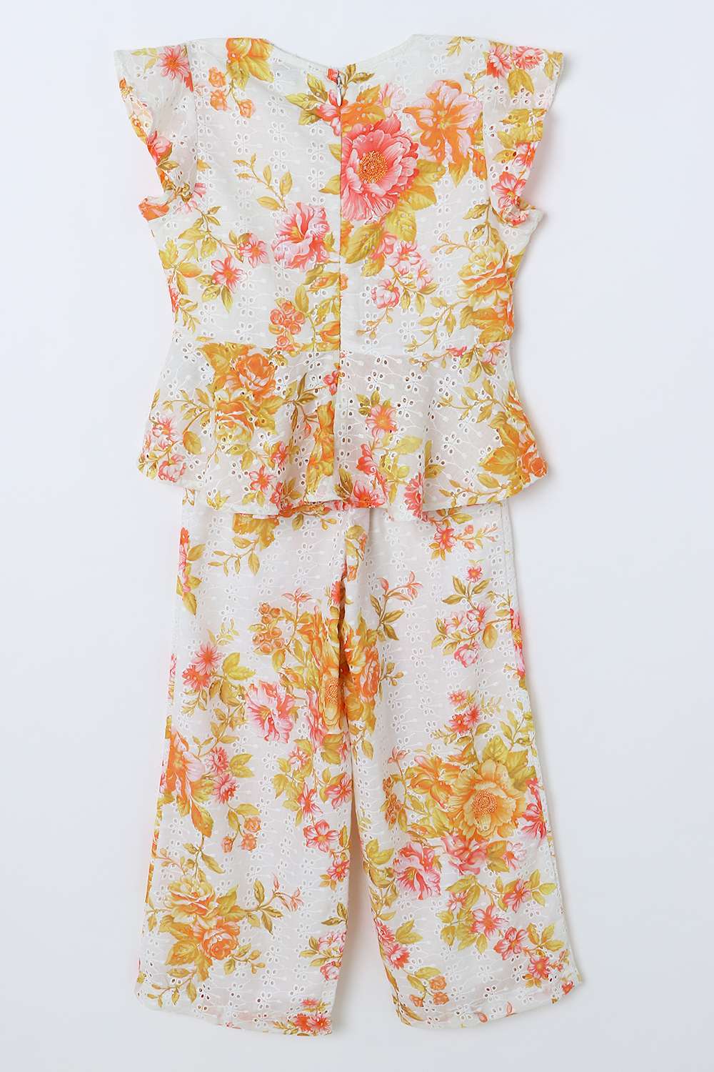 Floral-Blended-Fabric-V-Neck-Girls-Clothing-Set