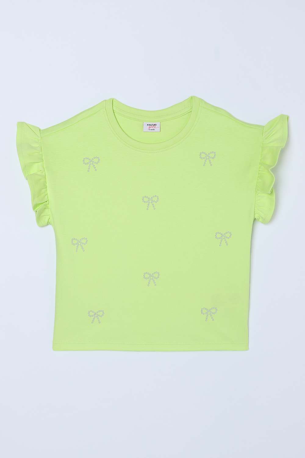 Solid-Blended-Fabric-Round-Neck-Girls-T-Shirt