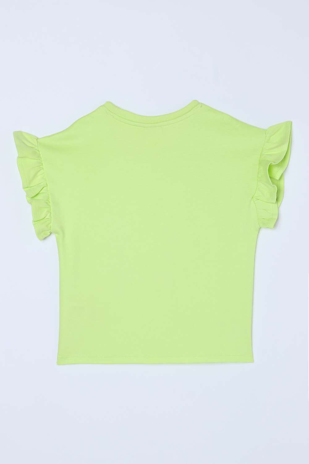 Solid-Blended-Fabric-Round-Neck-Girls-T-Shirt