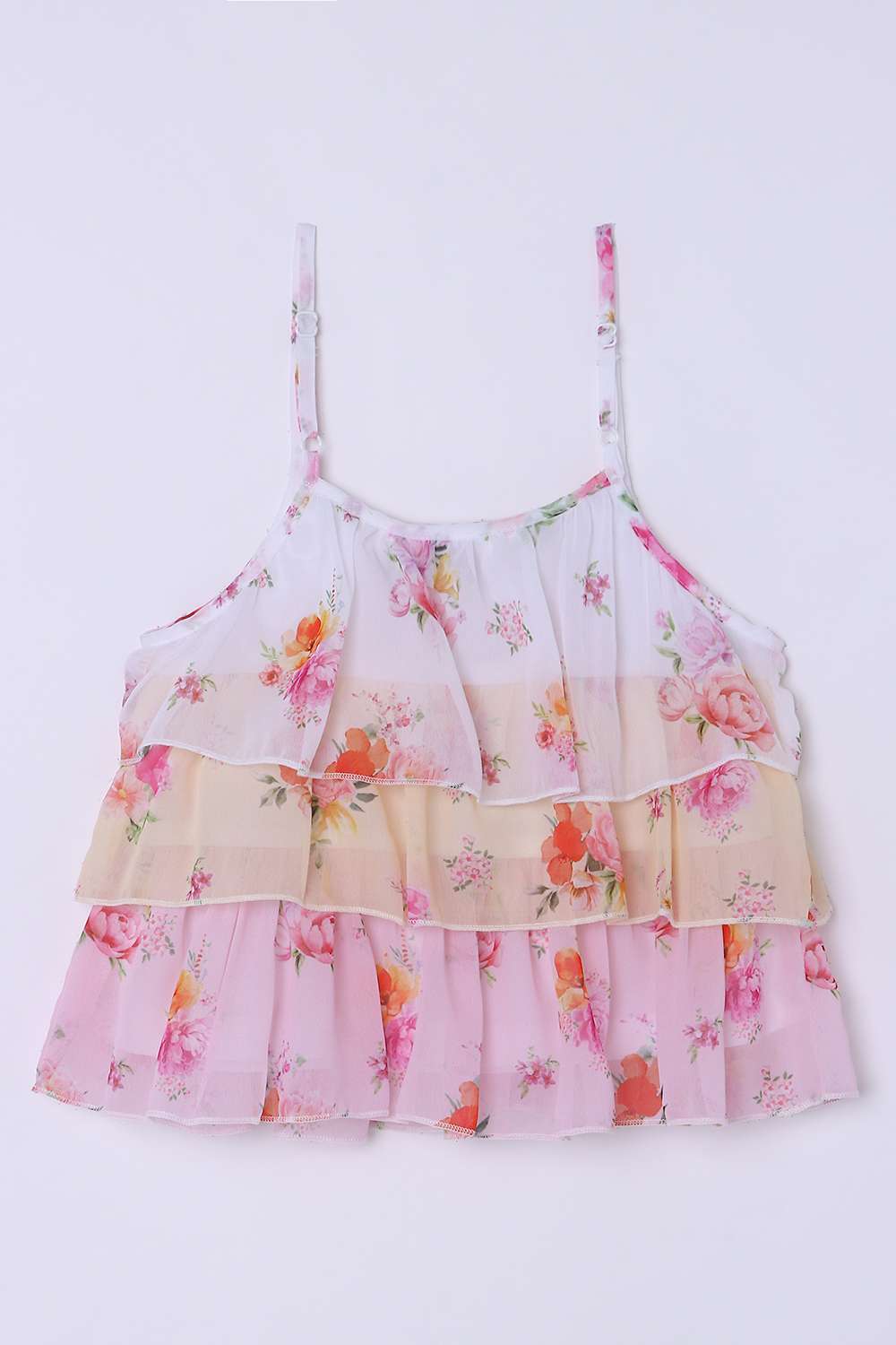 Floral-Blended-Fabric-Round-Neck-Girls-Top