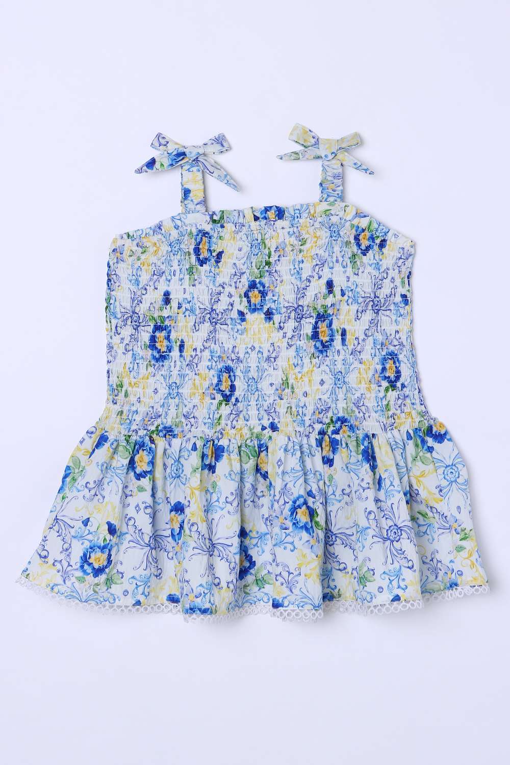 Floral-Blended-Fabric-Square-Neck-Girls-Top