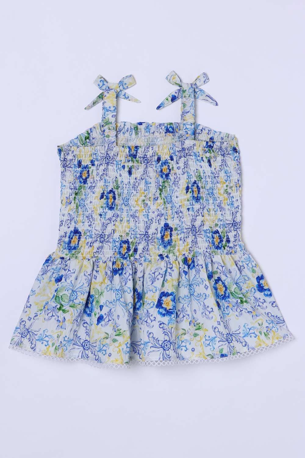 Floral-Blended-Fabric-Square-Neck-Girls-Top
