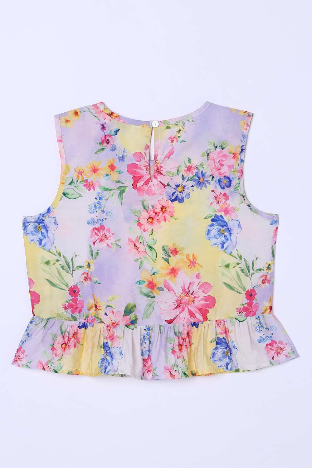 Floral-Blended-Fabric-Round-Neck-Girls-Top