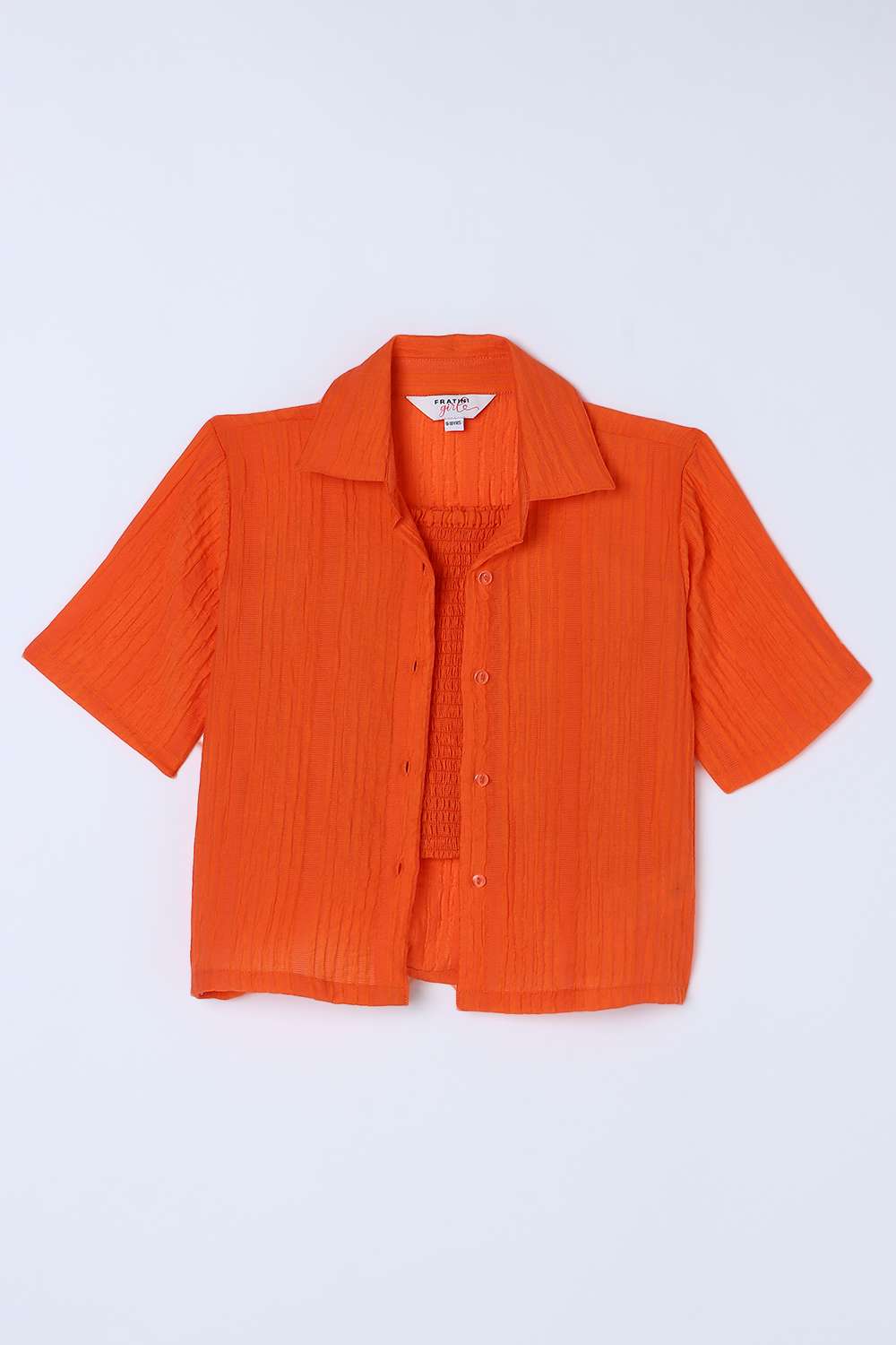 Solid-Blended-Fabric-Collared-Girls-T-Shirt