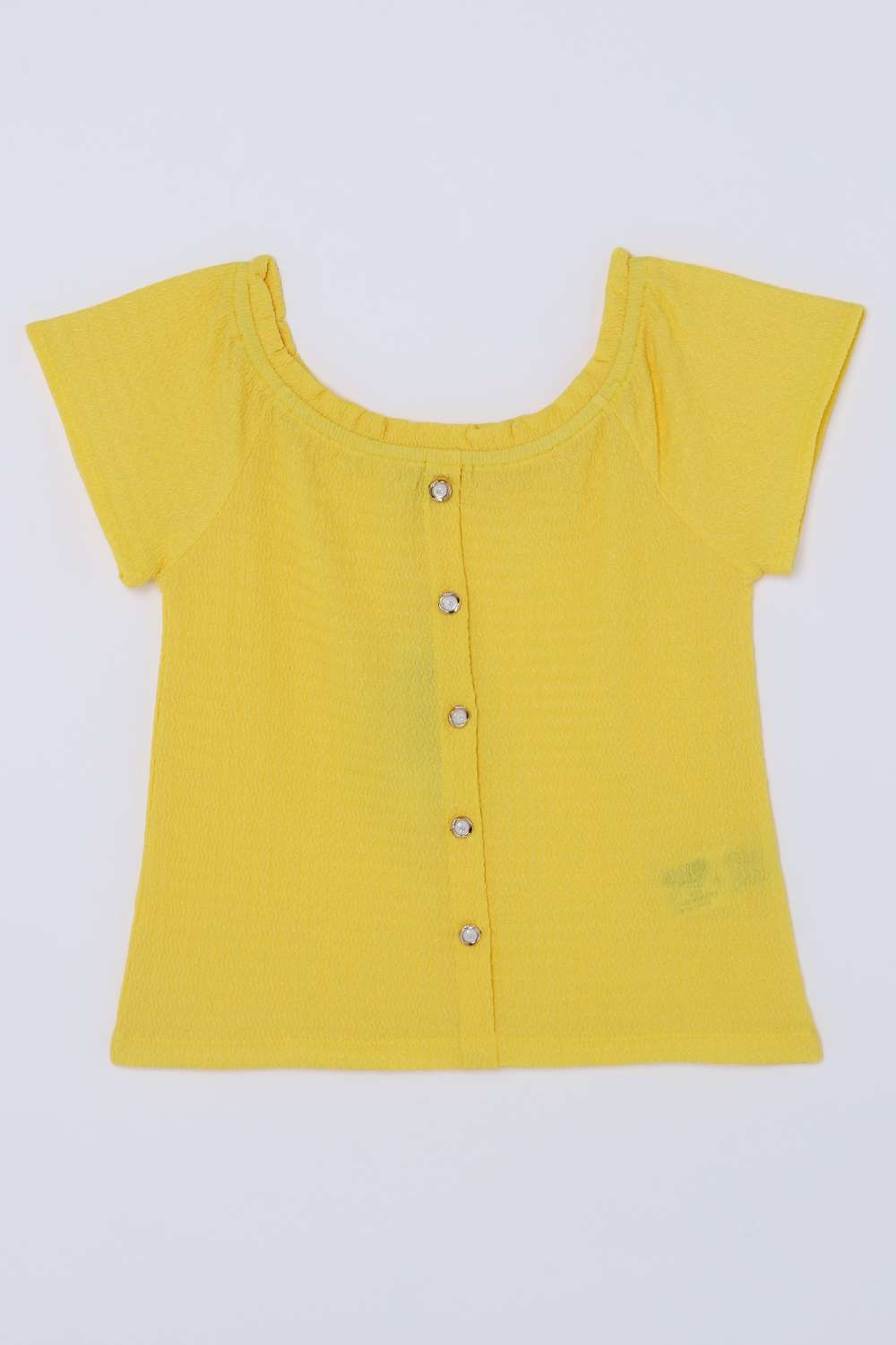 Solid-Blended-Fabric-Round-Neck-Girls-Top