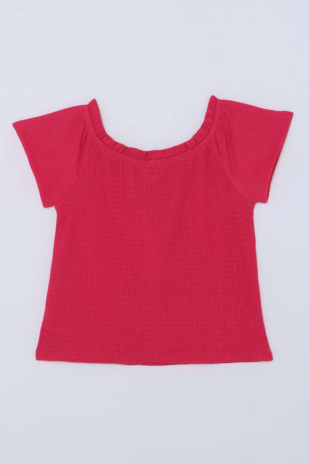 Solid-Blended-Fabric-Off-Shoulder-Girls-Top