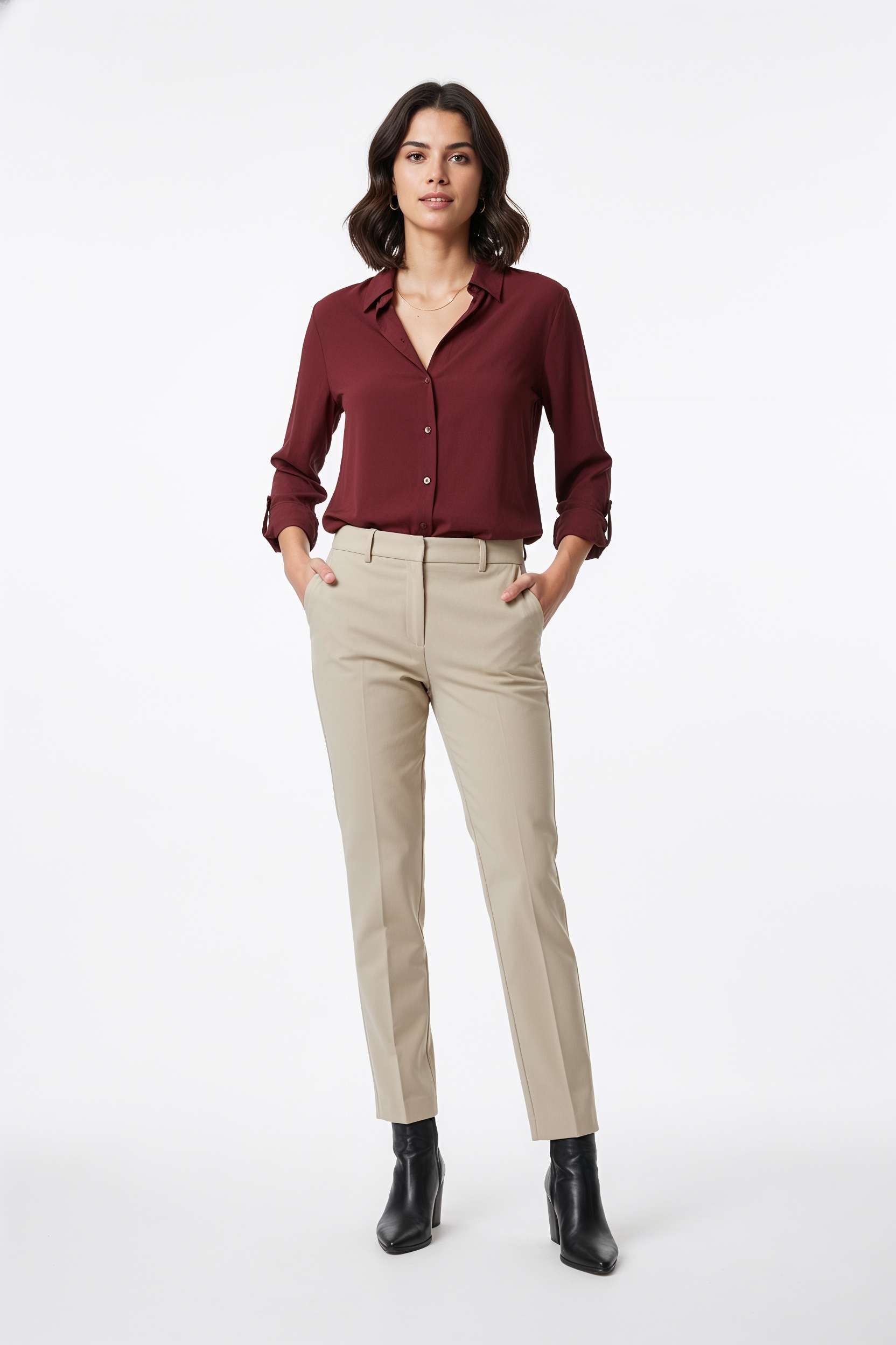 Solid-Ankle-Length-Cotton-Woven-Women-Pant