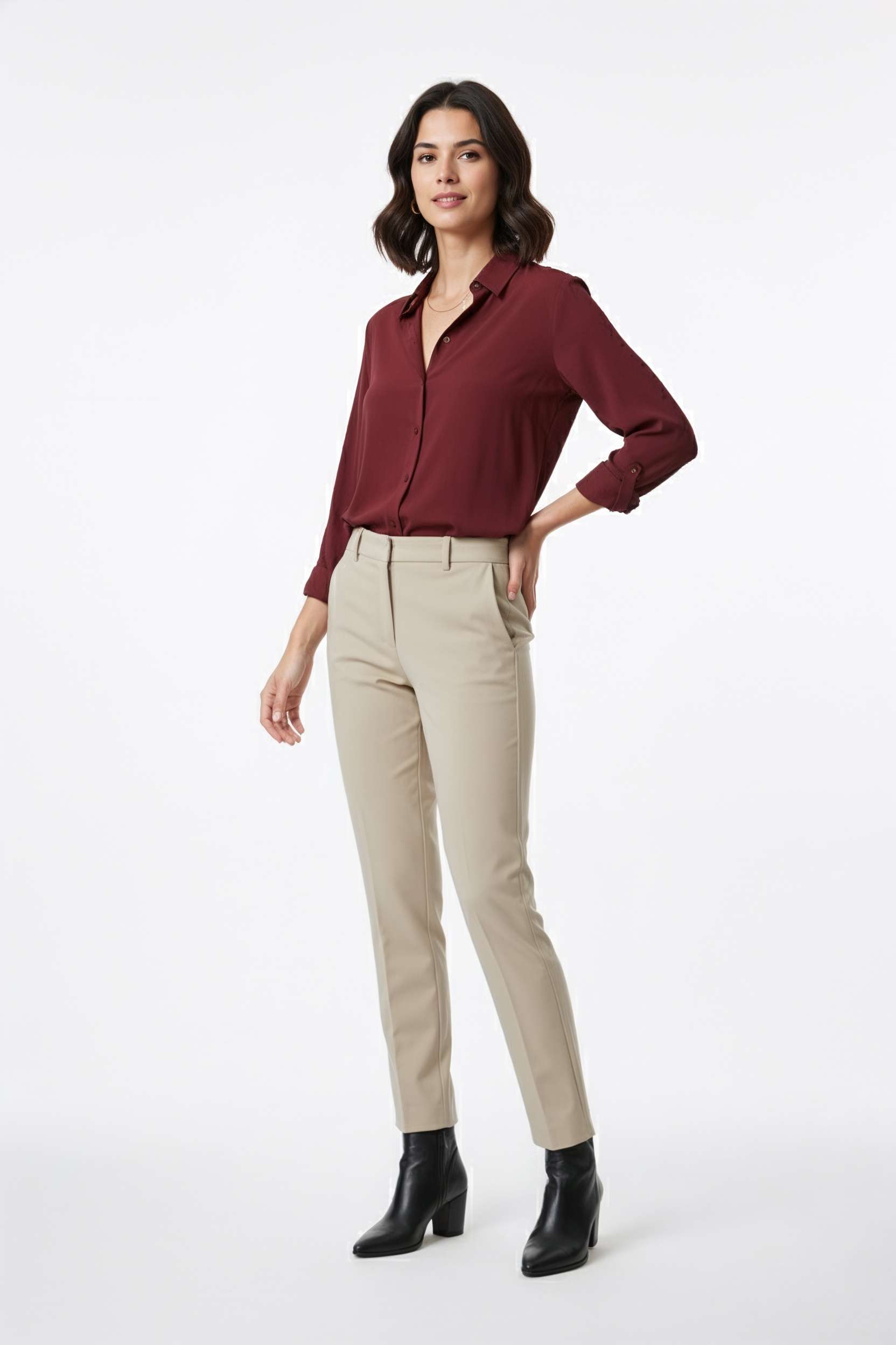 Solid-Ankle-Length-Cotton-Woven-Women-Pant