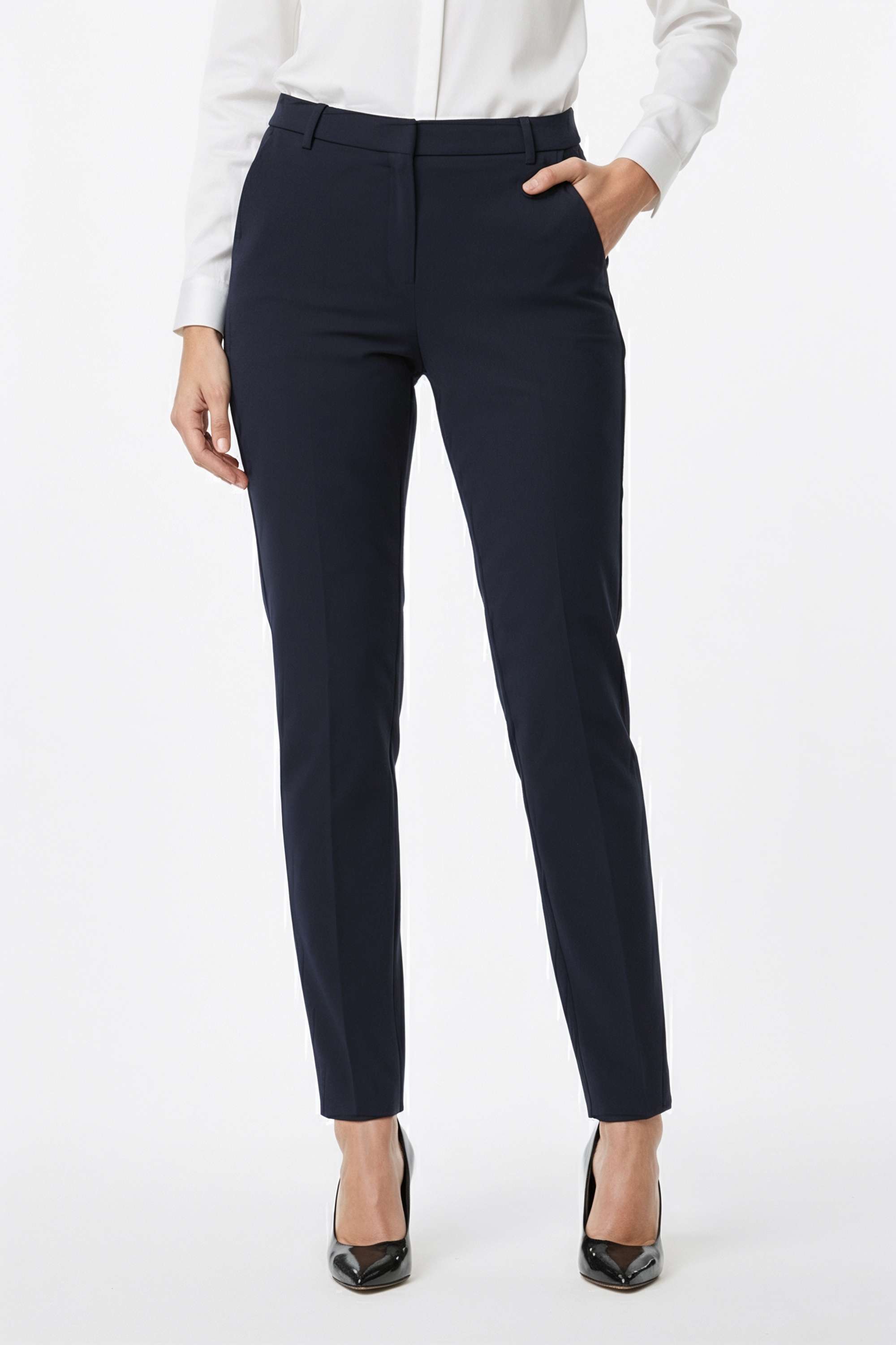 Solid-Ankle-Length-Blended-Fabric-Women-s-Pants