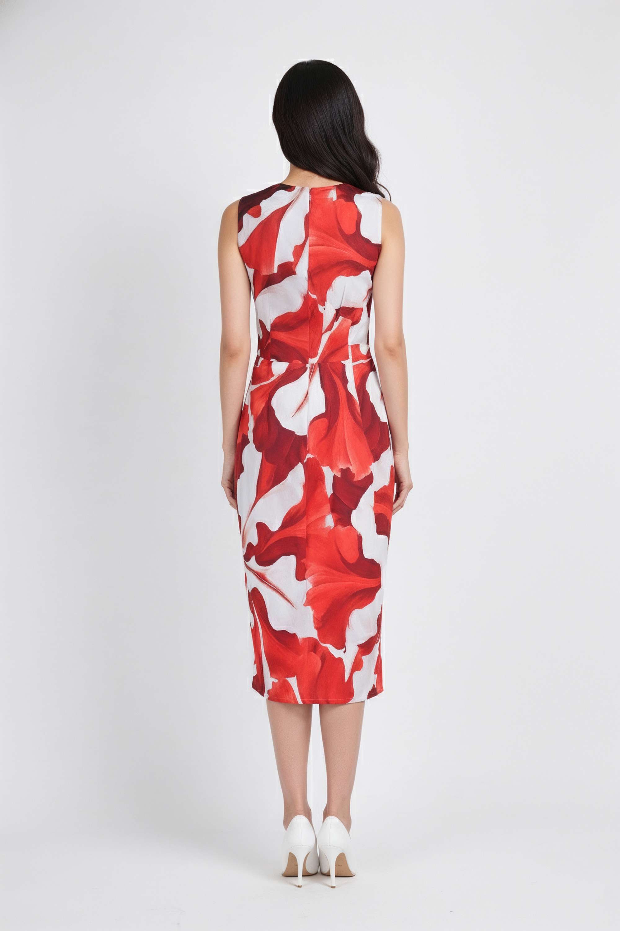 Floral-Sweetheart-Neck-Polyester-Women-Dress