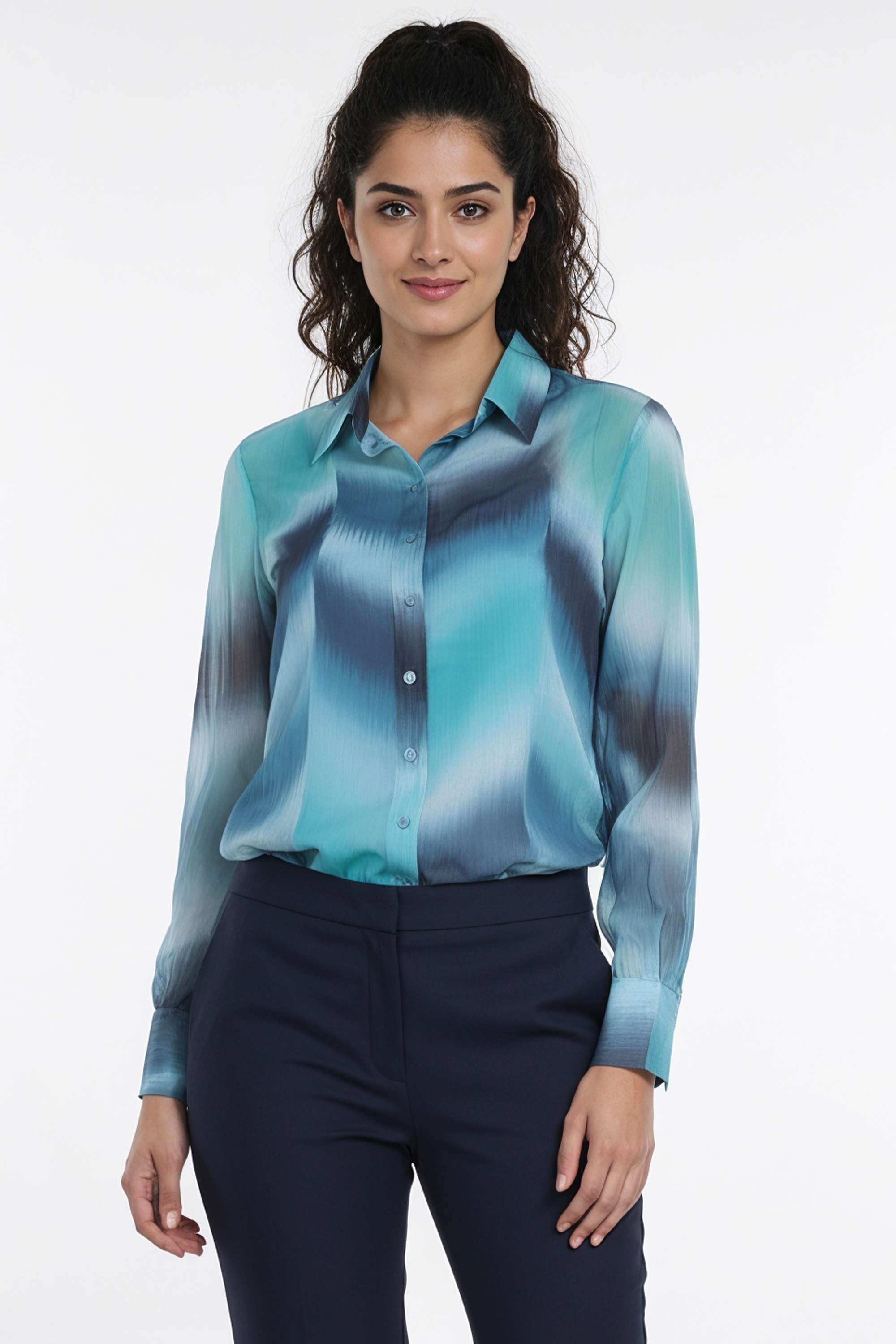 Printed-Collared-Polyester-Women-s-Casual-Wear-Shirt