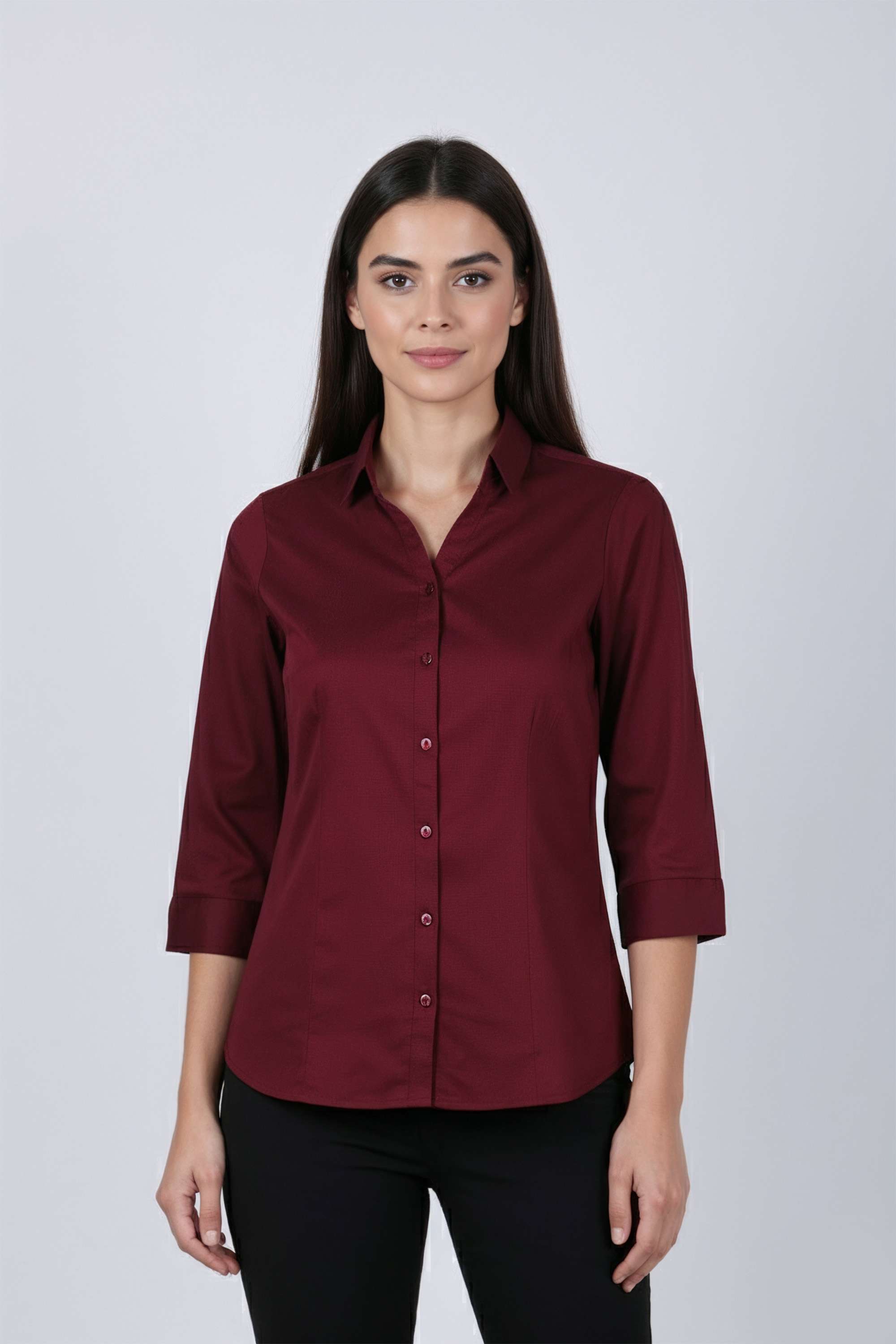 Solid-Collared-Cotton-Women-s-Formal-Wear-Shirt