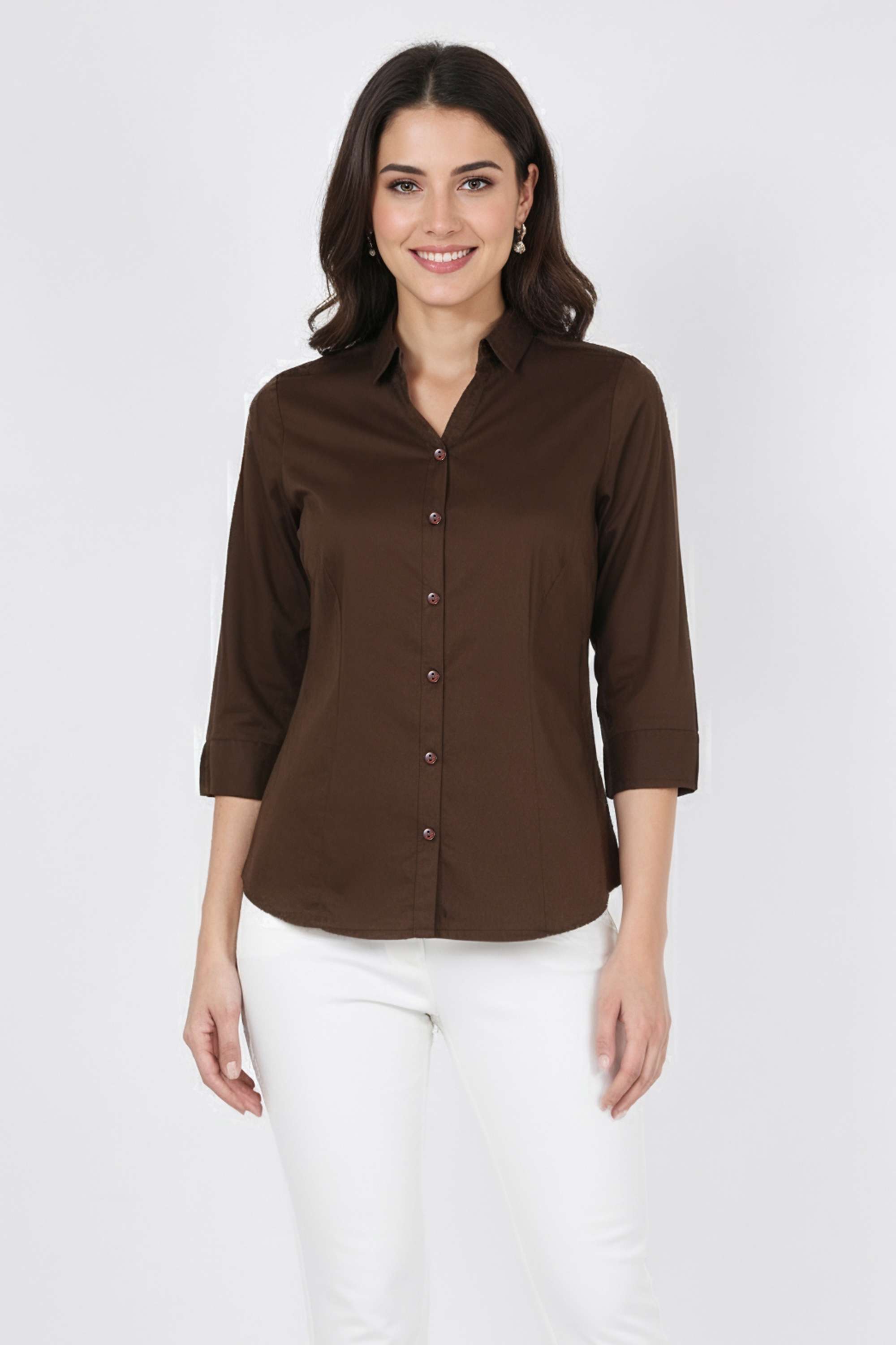 Solid-Collared-Cotton-Women-s-Casual-Wear-Shirt