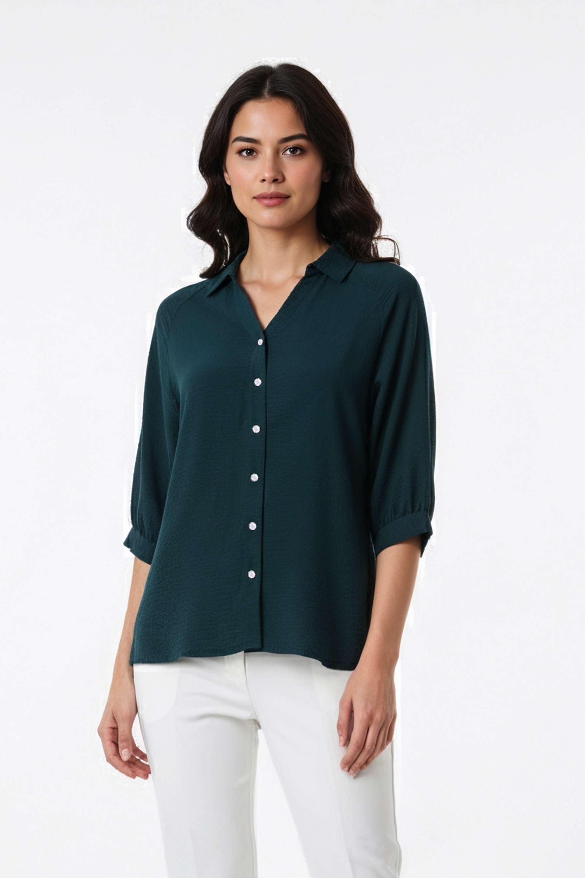 Solid-Collared-Polyester-Women-s-Formal-Wear-Shirt