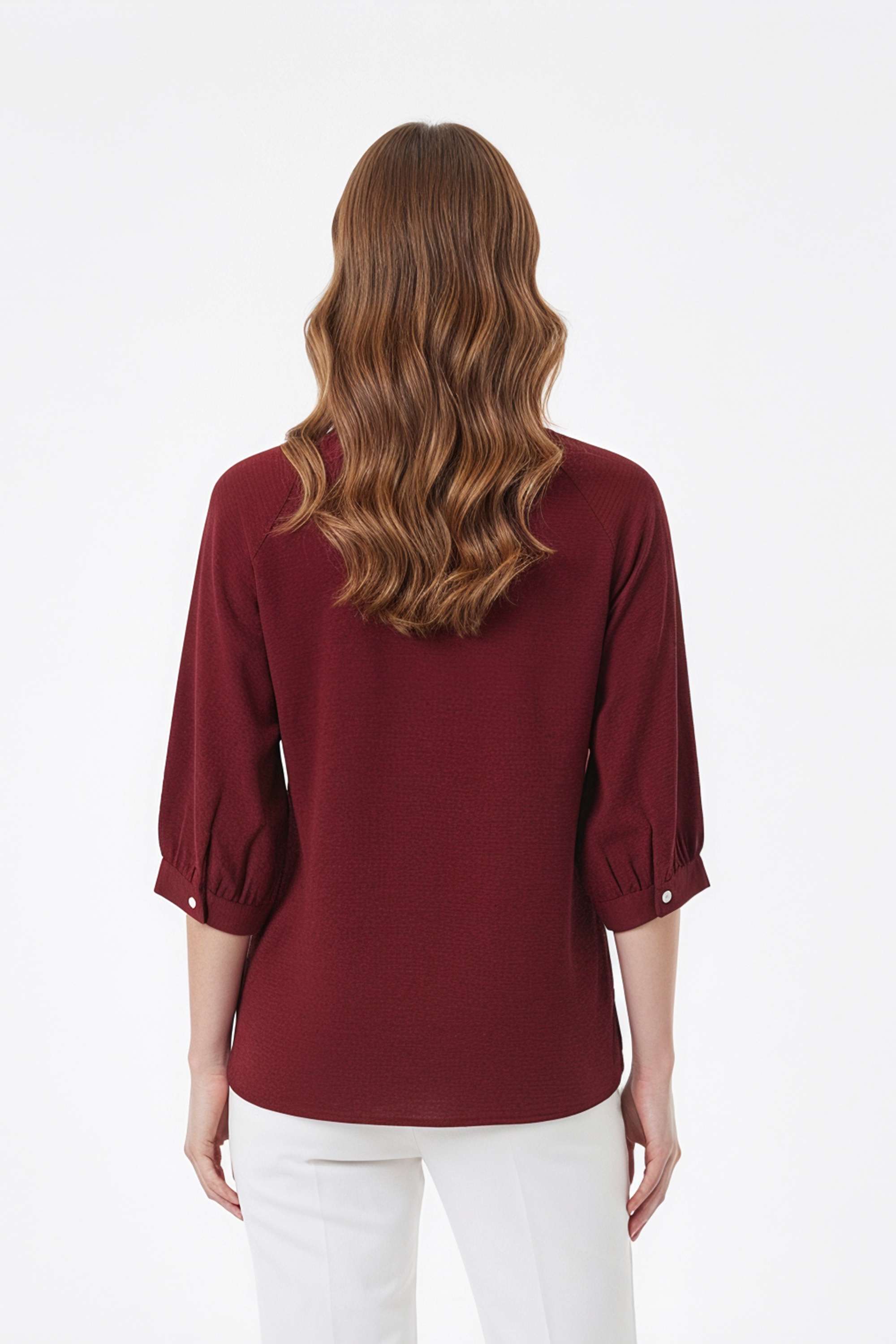 Solid-Collared-Polyester-Women-s-Formal-Wear-Shirt