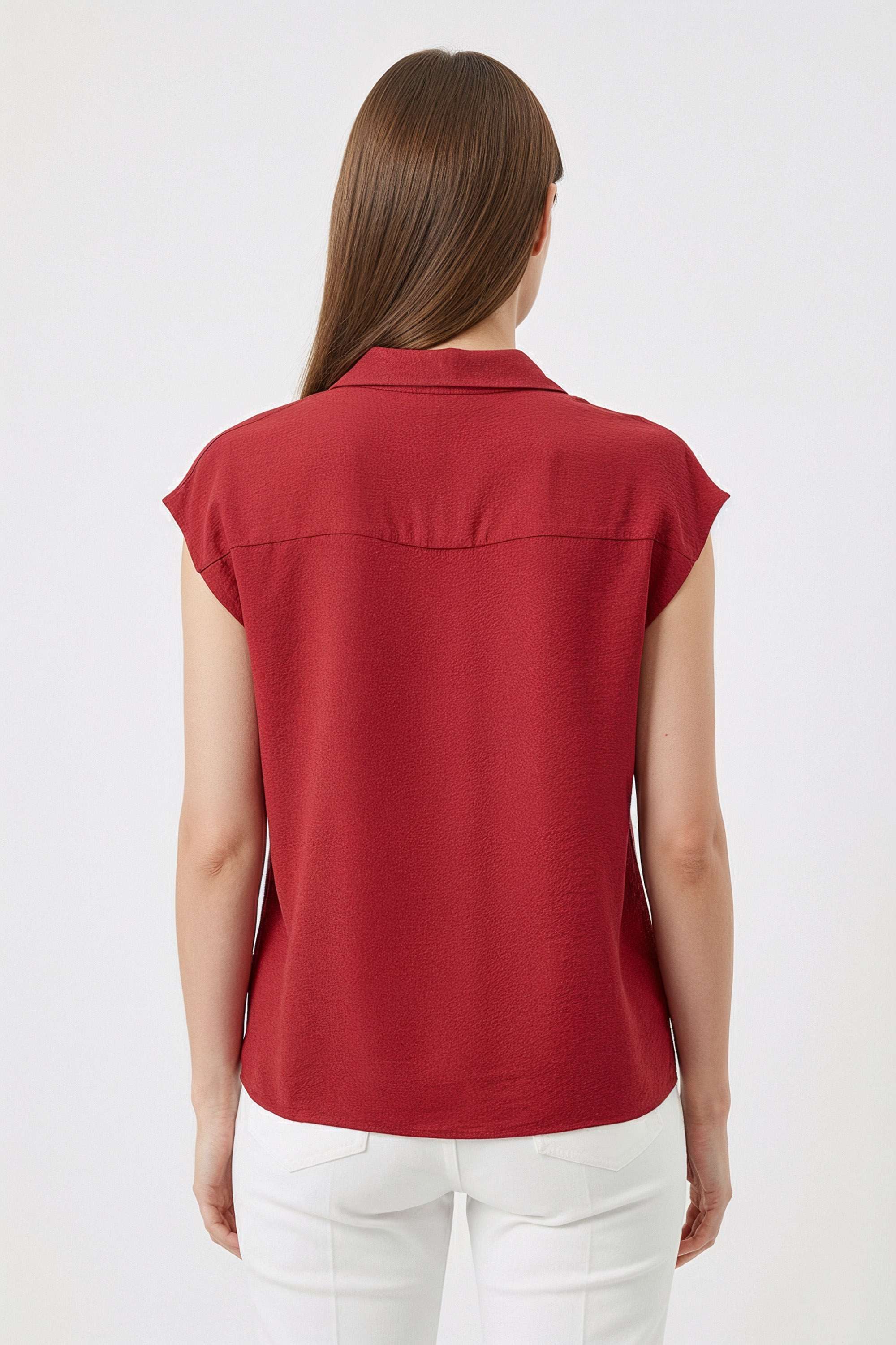Solid-Classic-Collar-Crepe-Women-s-Casual-Wear-Shirt