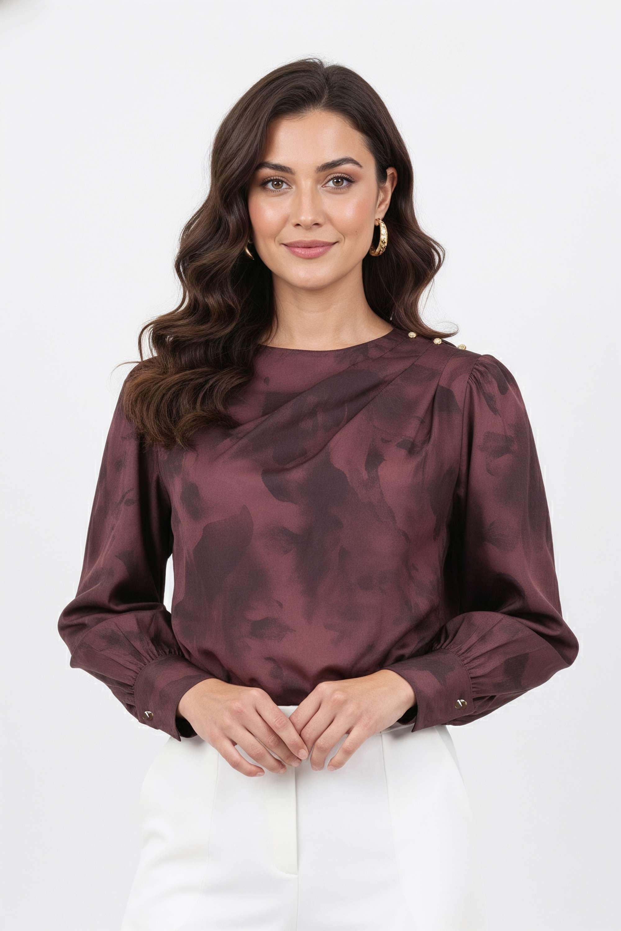 Printed-Polyester-High-Neck-Women-s-Top